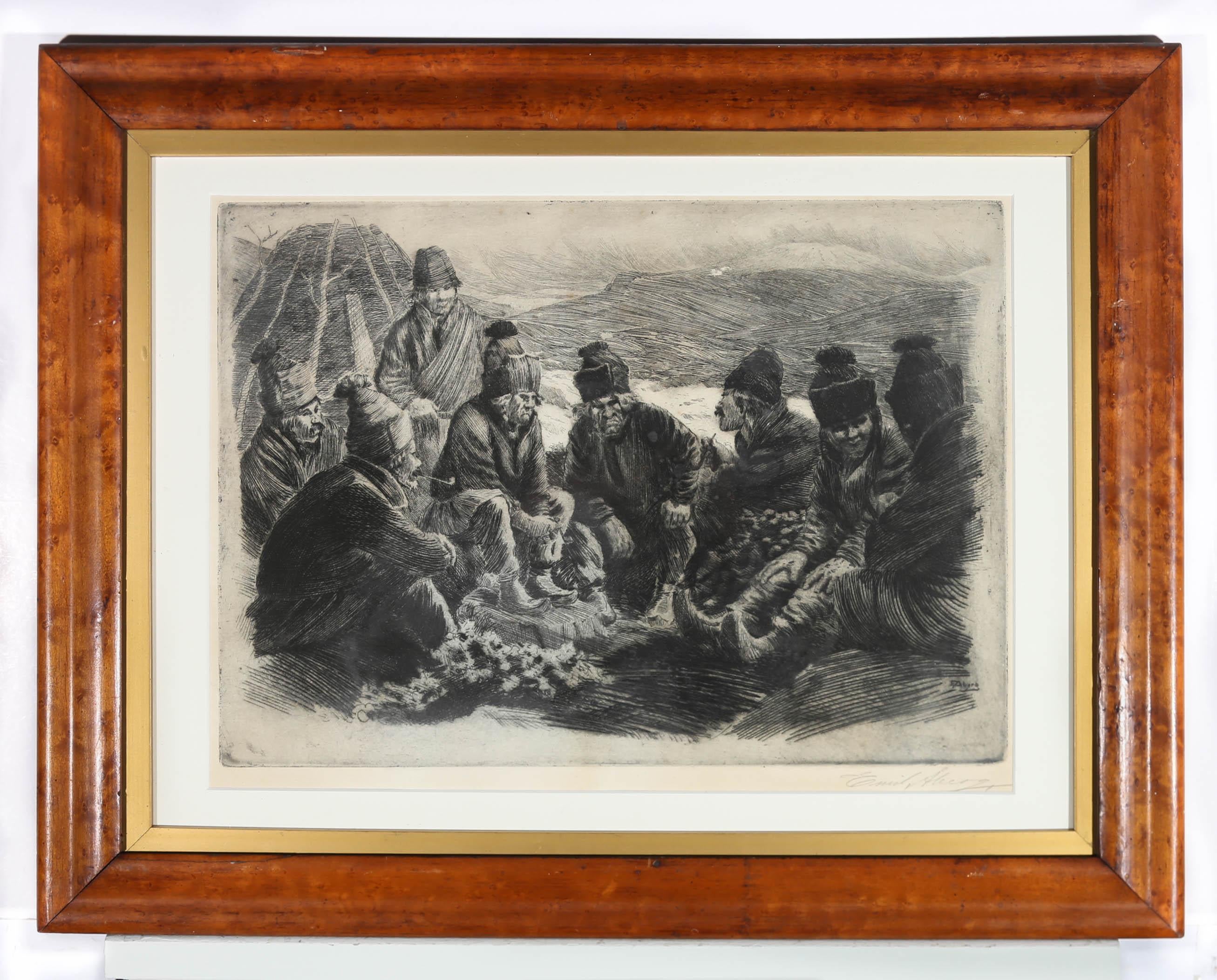 Emil Åberg (1864-1940) - Swedish School Early 20th Century Etching, The Council For Sale 4
