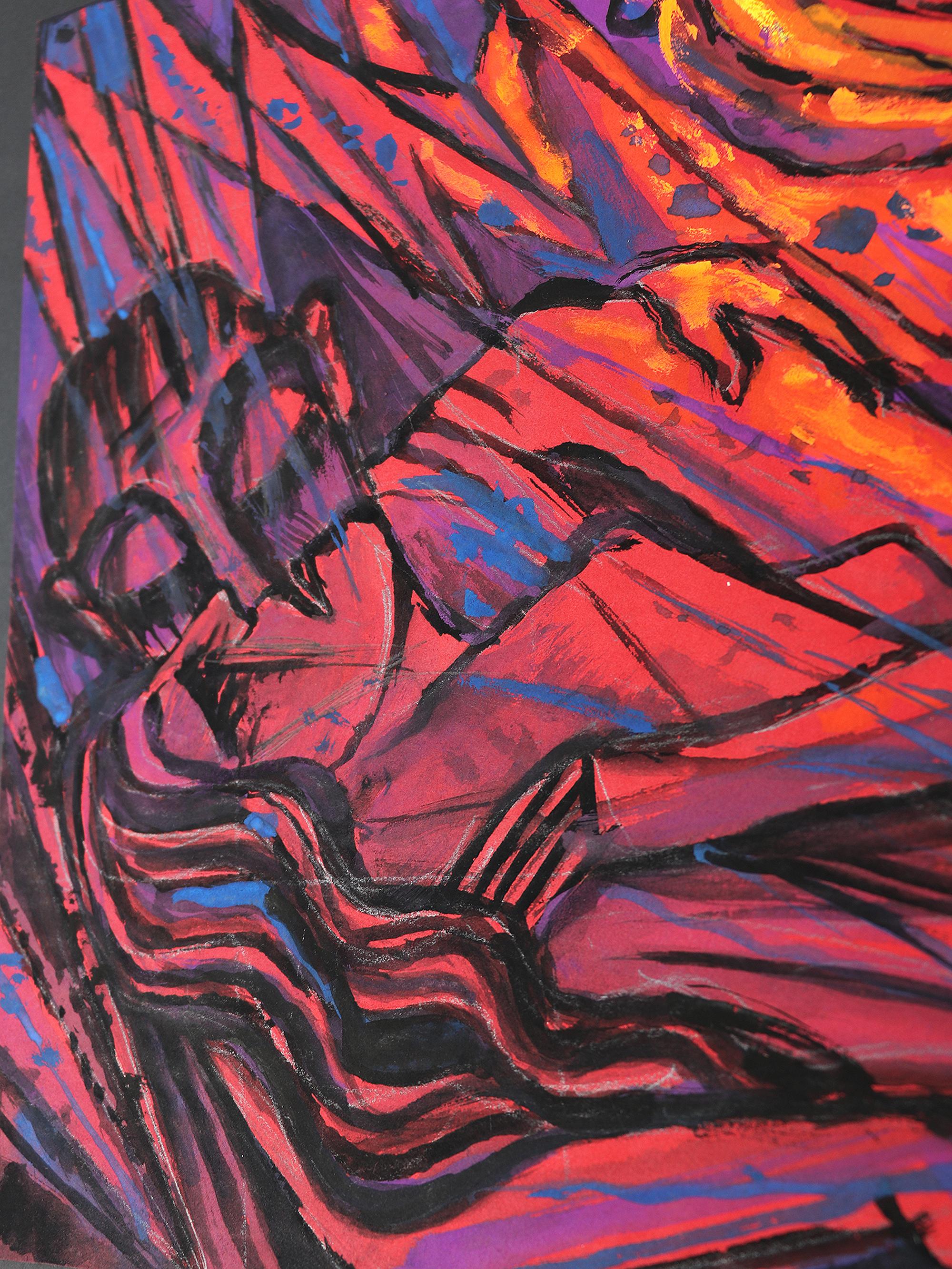 Emil Betzler
Deutsche expressionistische Temperamalerei auf Korn 'Paar in Rot, Anfang 1960er Jahre
Ein herausragendes Werk expressionistischer Kunst.
Nicht signiert, aber eindeutig Emil Betzler zuzuschreiben.
Ähnliches Werk in 'Emil Betzler' -
