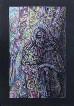 Emil Betzler Karneval / Carnevale Espressionista tedesco Opera su carta 1960