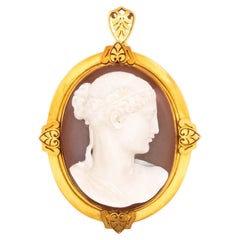 Antique Emil Biedermann 1867 Austrian Important Presentation Agate Pendant in 19Kt Gold