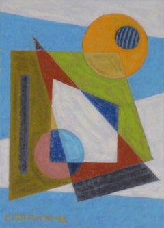 Peinture géométrique abstraite WPA Transcendental Art Modern Non Objective des années 1940