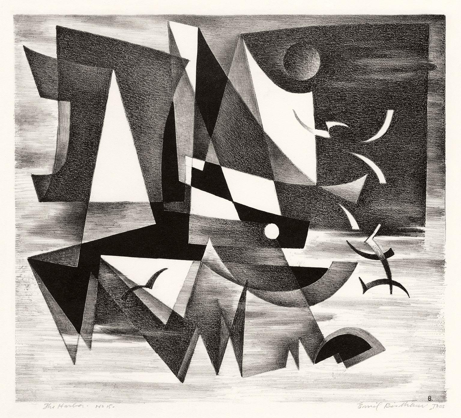 Emil Bisttram Abstract Print - The Harbor