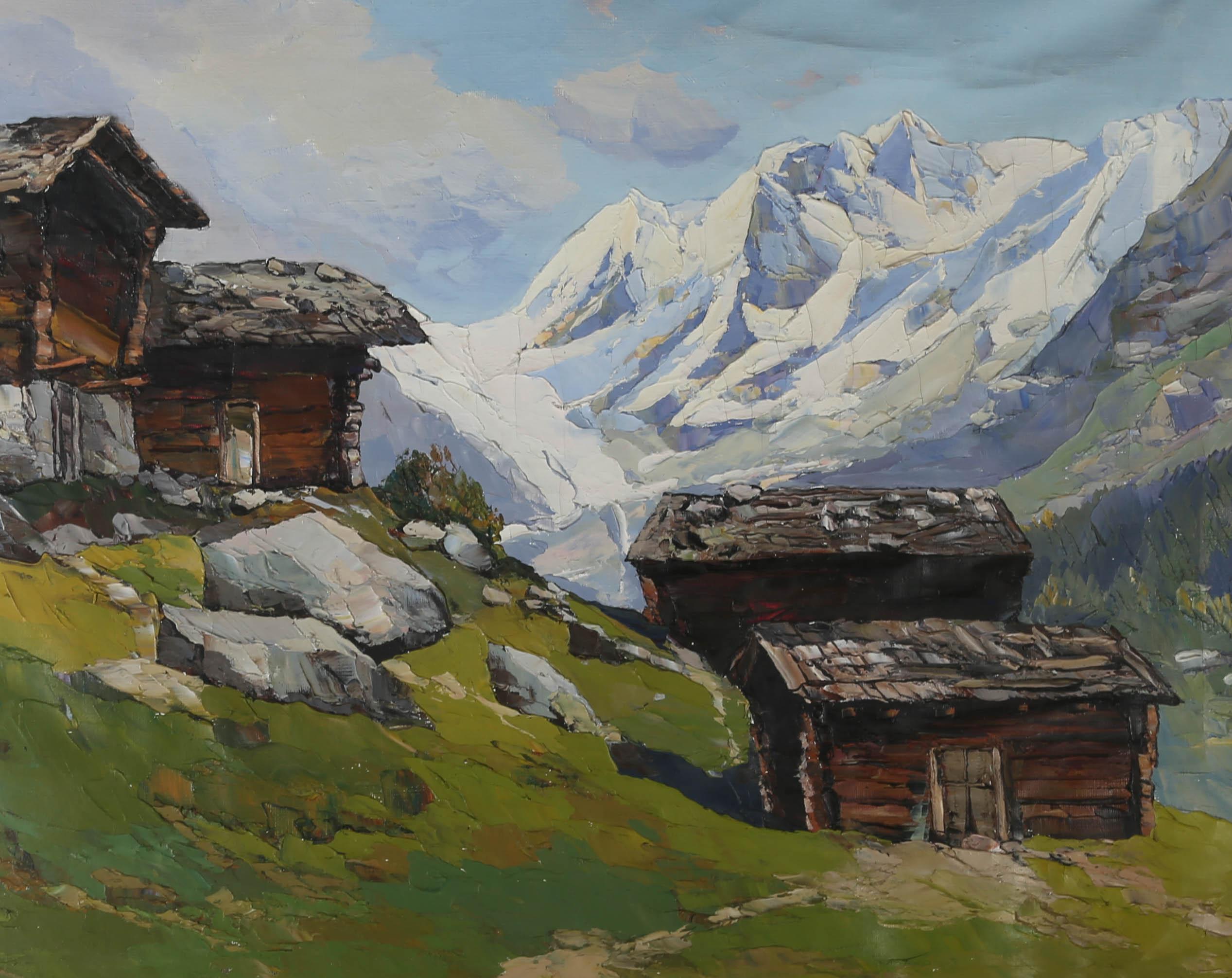 Emil Brehm (1880-1954) - Olio del primo Novecento, Primavera sulle Alpi 1