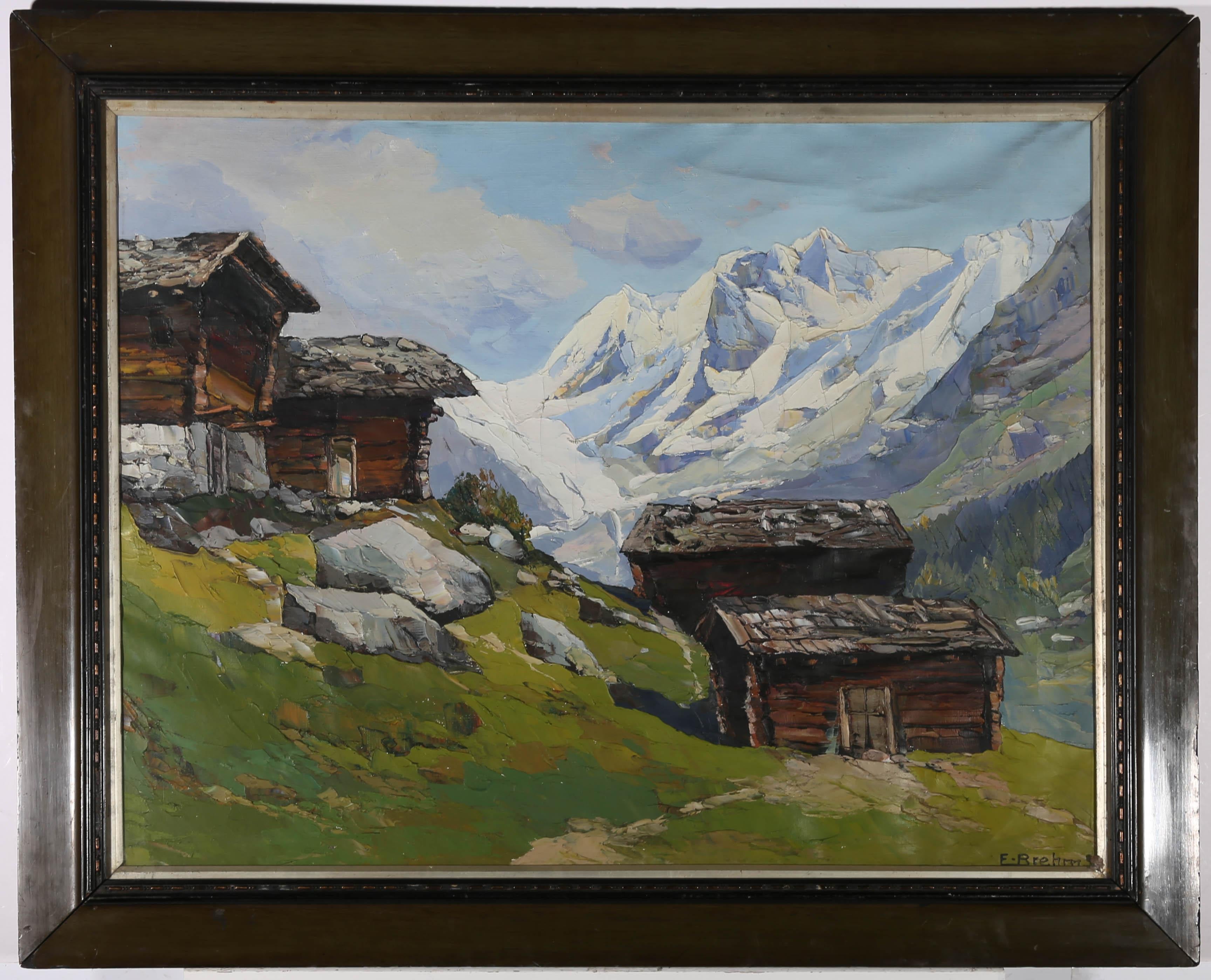 Emil Brehm (1880-1954) - Olio del primo Novecento, Primavera sulle Alpi 2