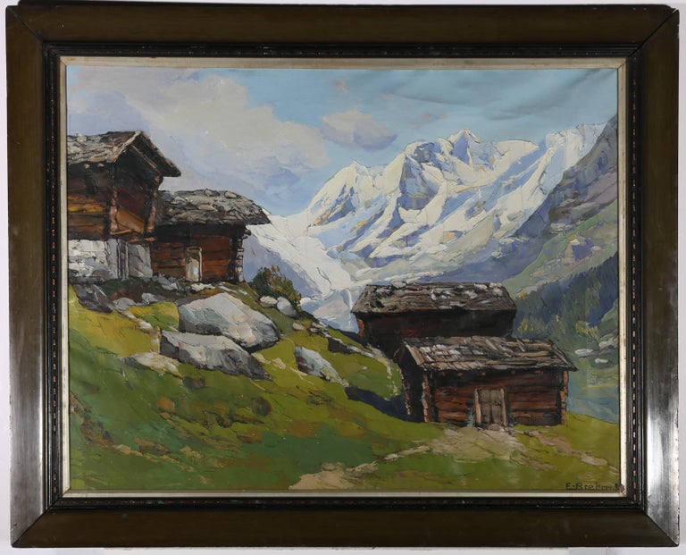 Emil Brehm - Emil Brehm (1880-1954) - Early 20th Century Oil, Spring In The  Alps For Sale at 1stDibs