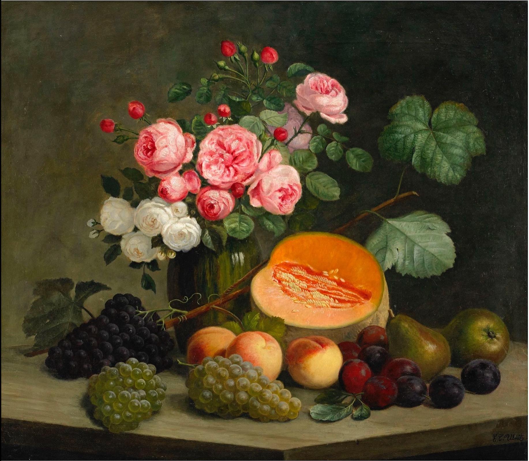 Emil C. Ulnitz, Still life with Fruits and Roses.  For Sale 2