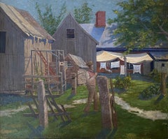 "A Man in His Garden," Emil Carlsen, Backyard and Barn Impressionist Landscape