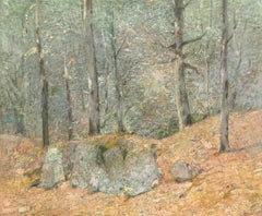 Paesaggio impressionista monocromatico e delicato "Una scena di bosco