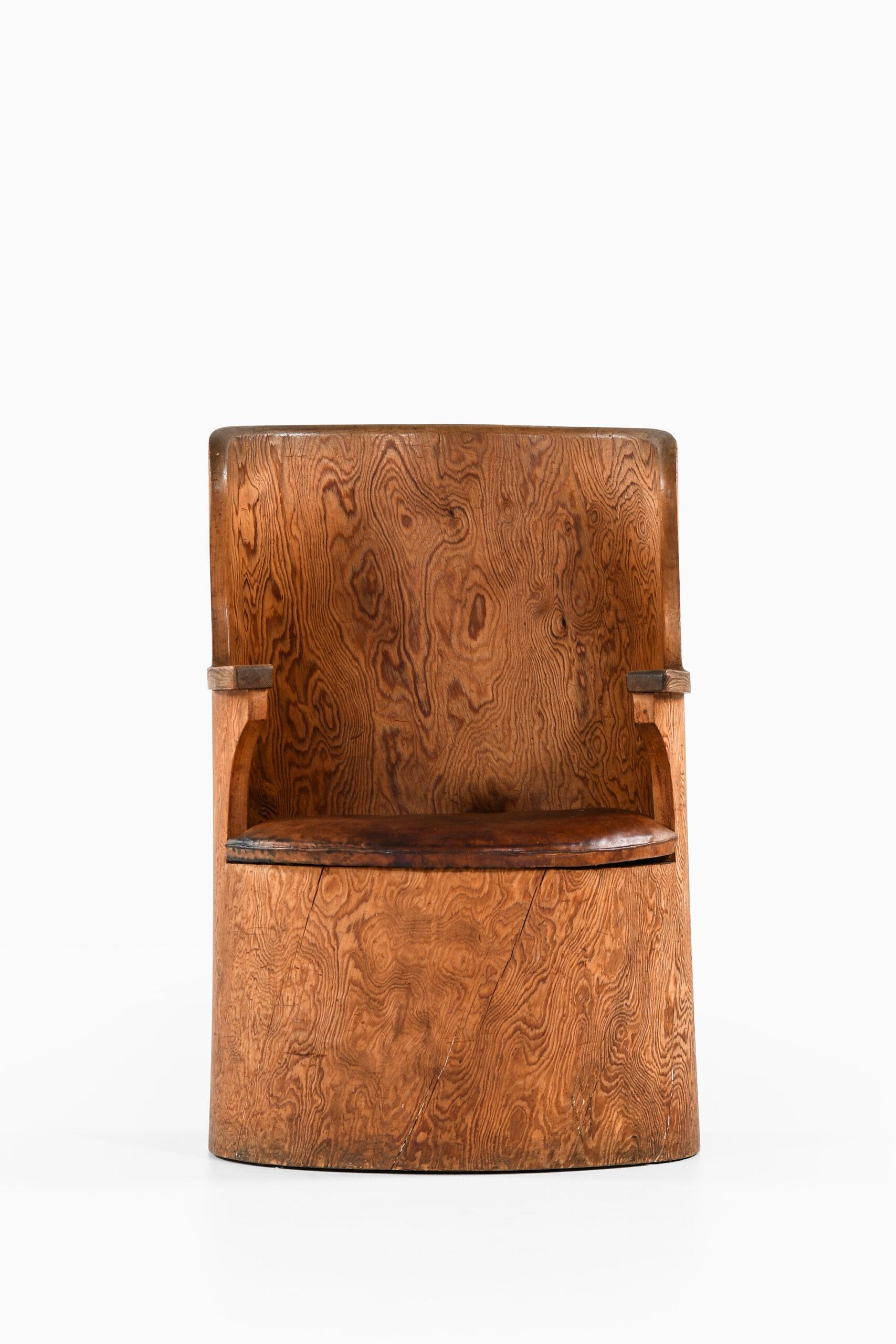 Unique stump chair by Emil Cederlund. Produced in Mora, Sweden.