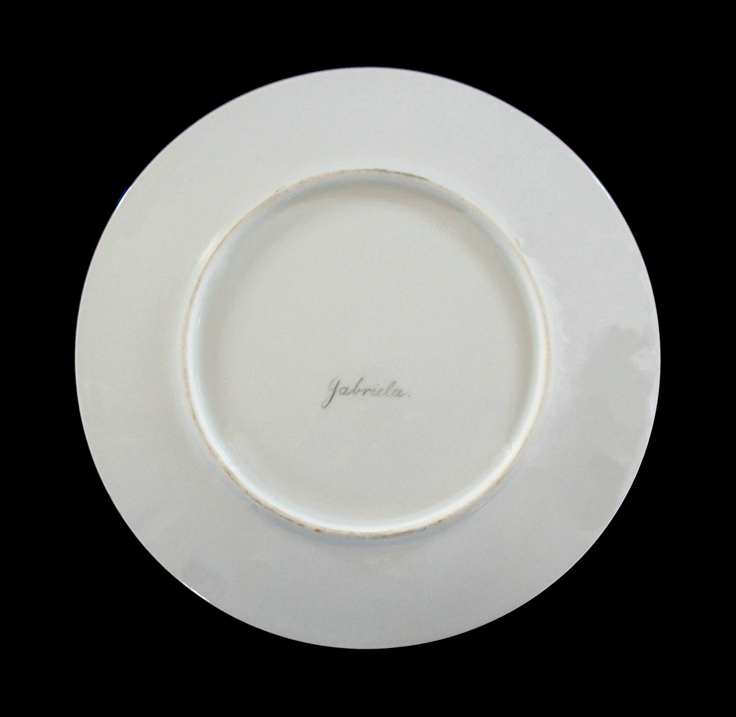 EMIL ECKARDT - 'Gabriela' - Pirkenhammer Porcelain Cabinet Plate - Circa 1900 In Good Condition For Sale In Chatham, ON