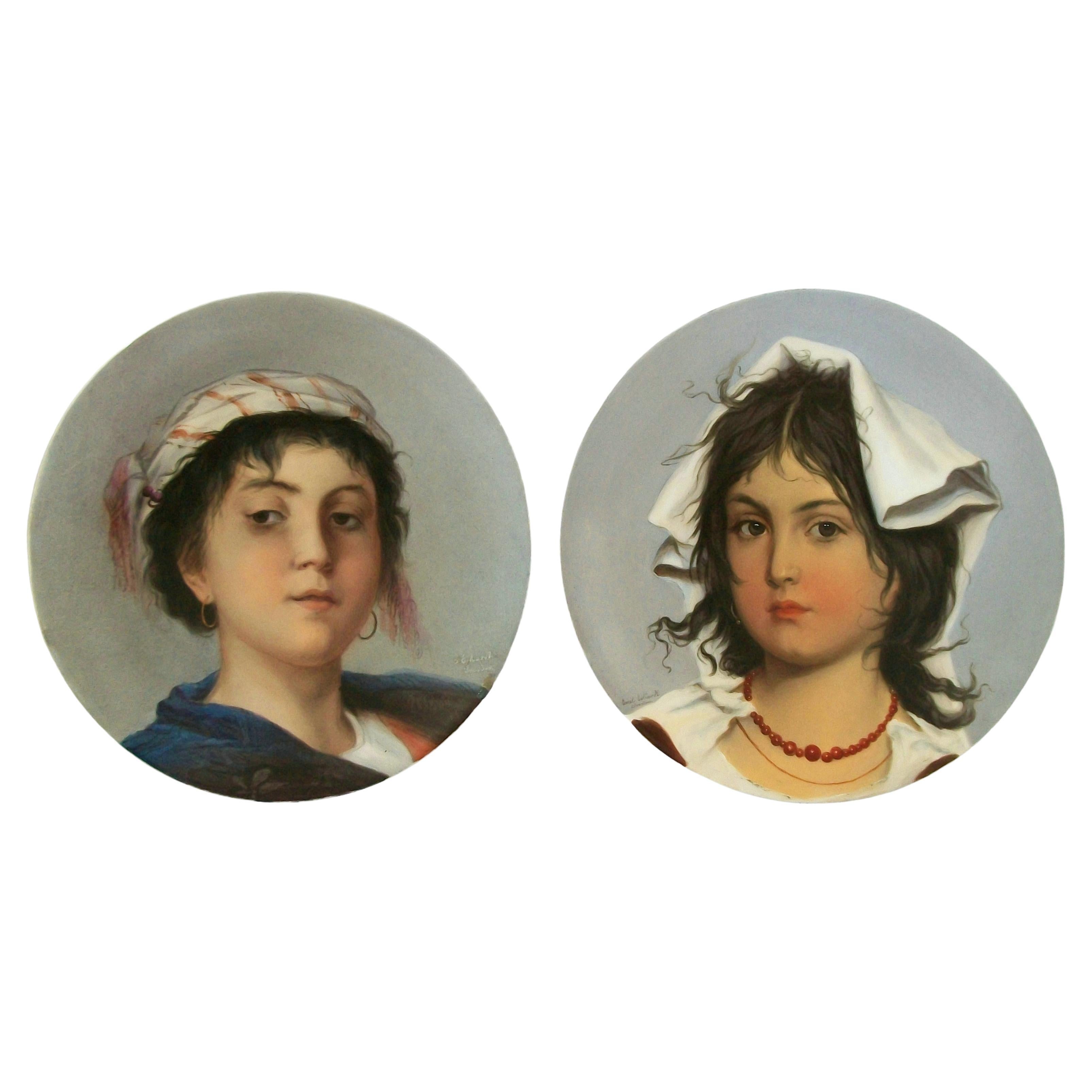 EMIL ECKARDT - Pair of Pirkenhammer Porcelain Cabinet Plates - E.U. - Circa 1900