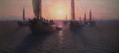 Fishing Fleet at Sunset (Fiskebåtar i solnedgången), c. 1920