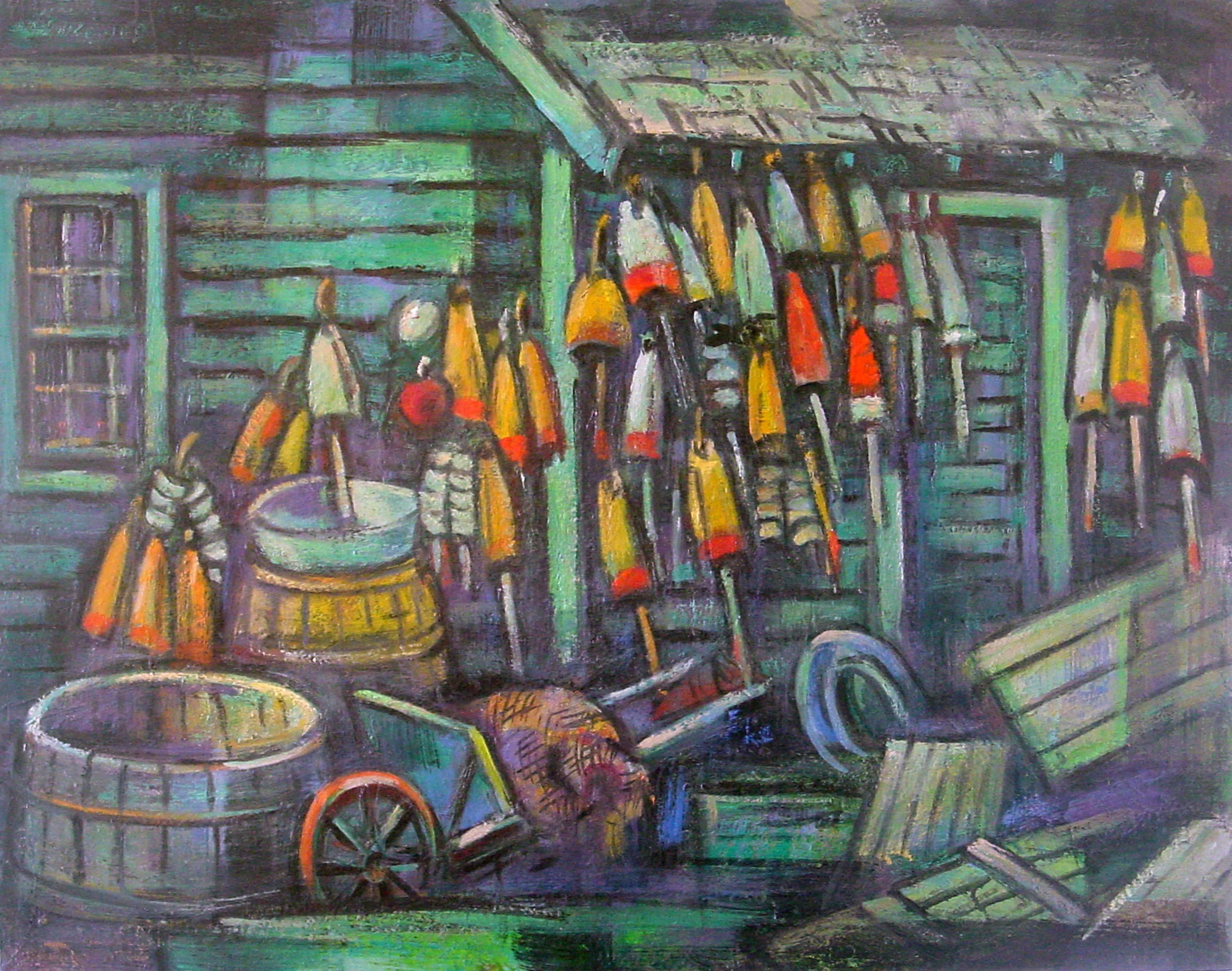 Buoys and Barrells - Painting by Emil Holzhauer