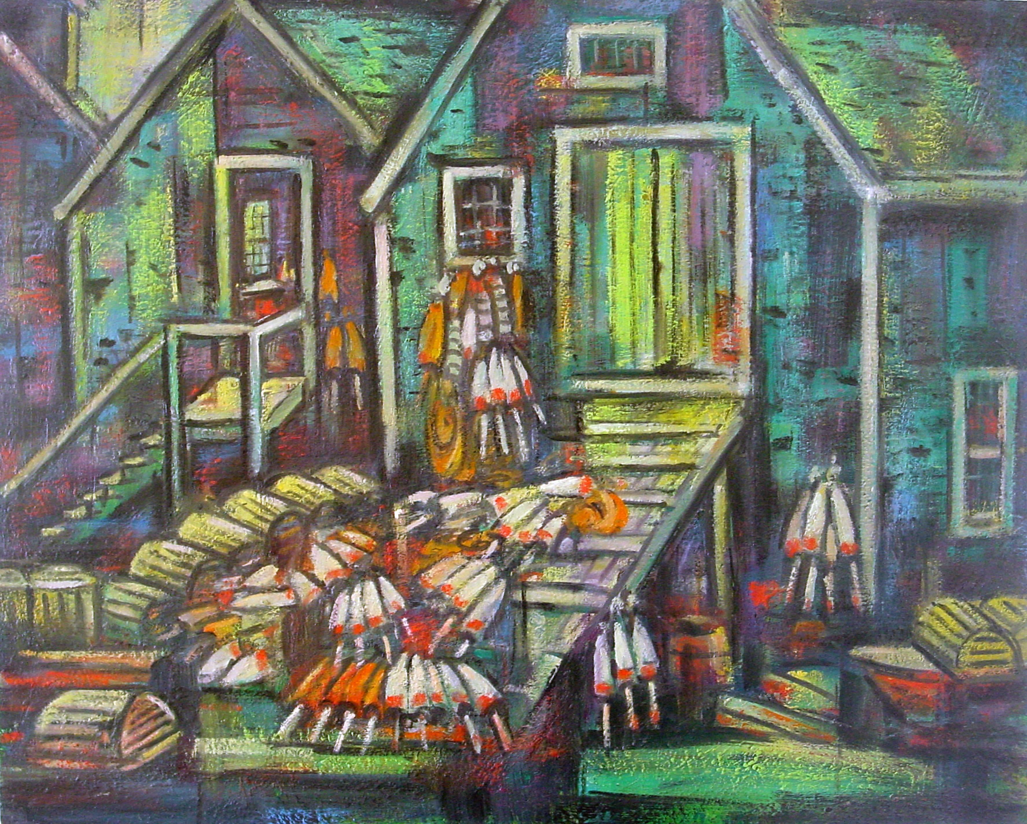 Monhegan Fish House - Painting by Emil Holzhauer