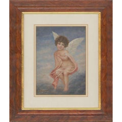 Vintage Emil Freyregal - Framed Early 20th Century Oil, Angel in the Clouds