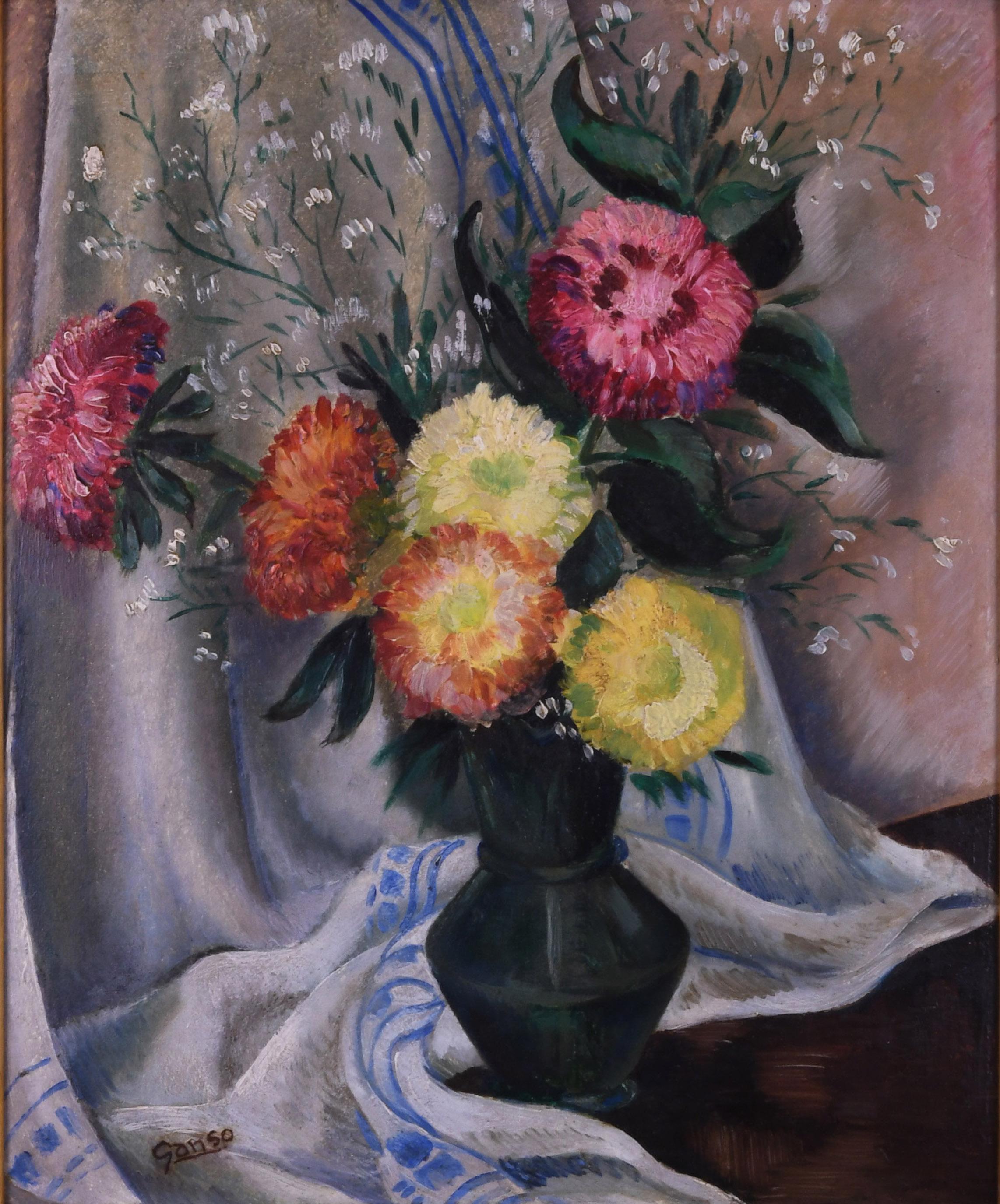 Still Life with Flowers - Painting by Emil Ganso
