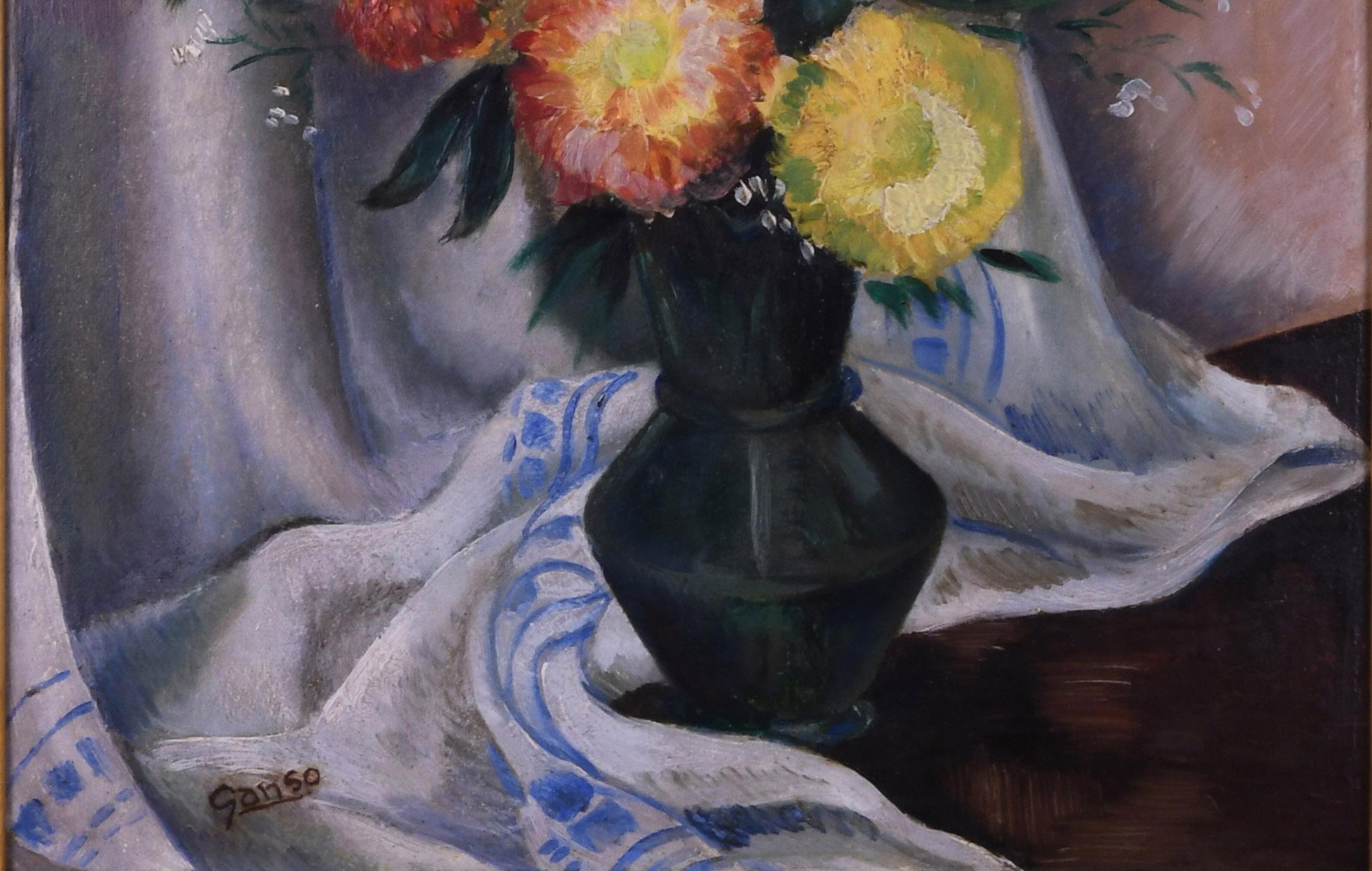 Still Life with Flowers - American Modern Painting by Emil Ganso