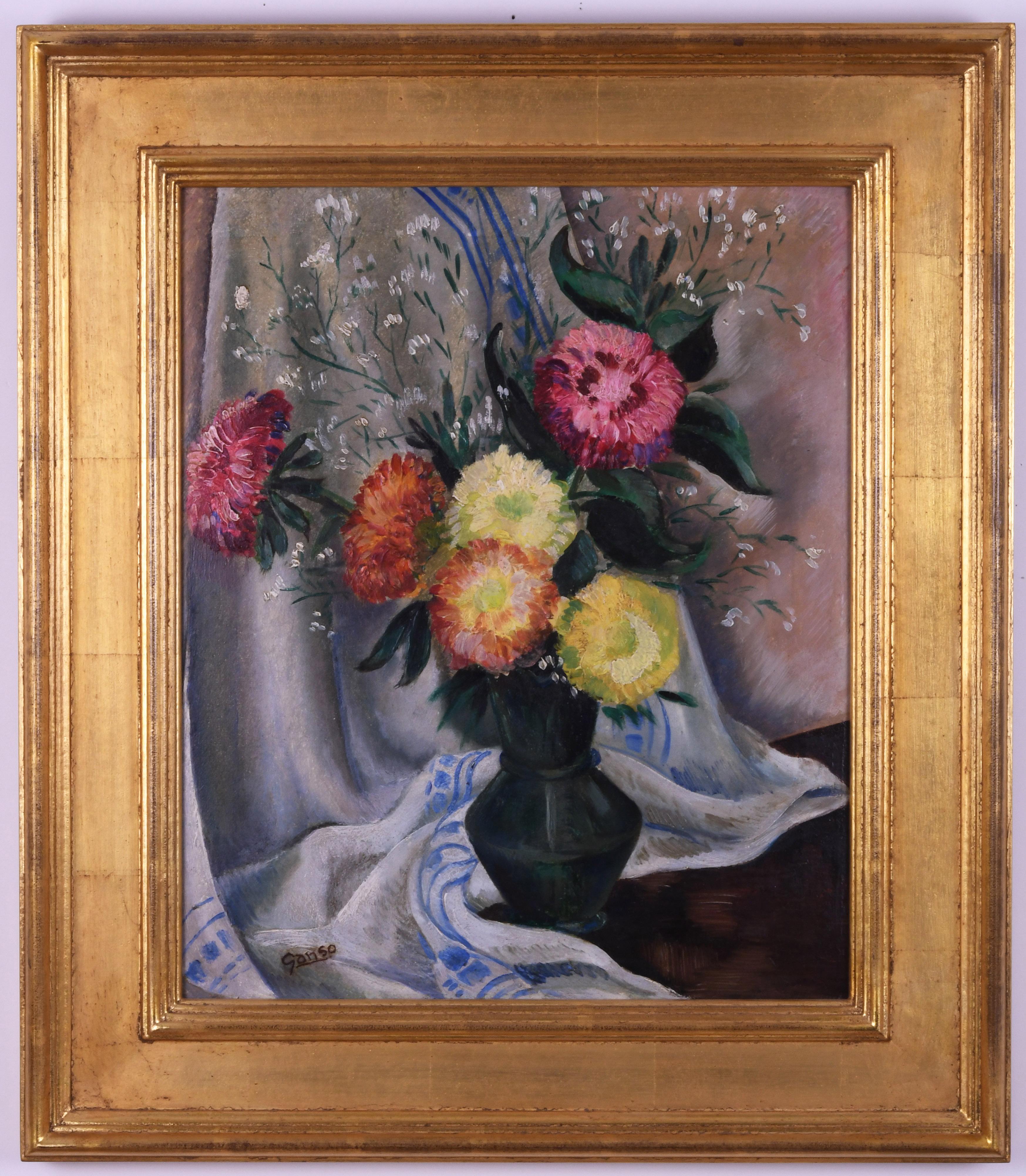Emil Ganso Still-Life Painting – Stillleben mit Blumen