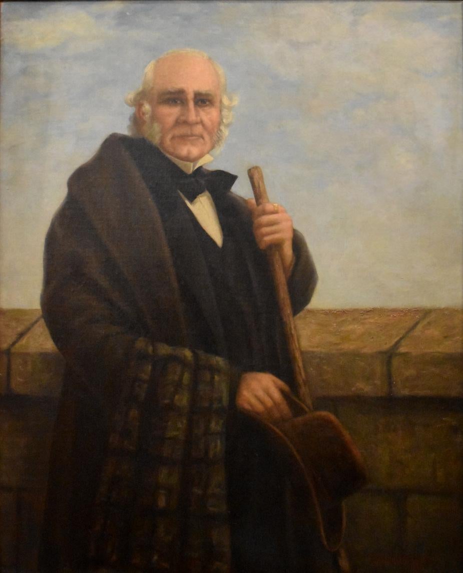 PORTRAIT OF „SAM HOUSTON“ LARGE 55 X 44 FRAMED. DATIERT 1918 SCHÖN GROSS TEXAS  – Painting von Emil Hermann