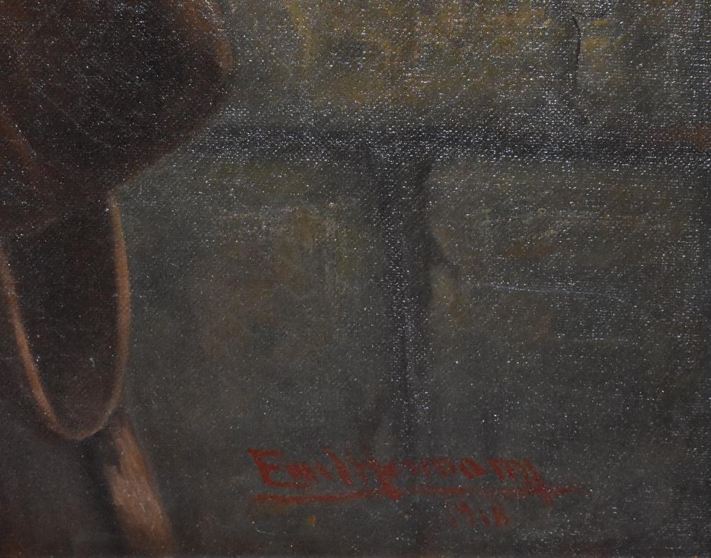 PORTRAIT DE SAM HOUSTON, EN FRAME DE 55 X 44 cm. DATÉ DE 1918 BEAU GRAND TEXAS  - Réalisme Painting par Emil Hermann