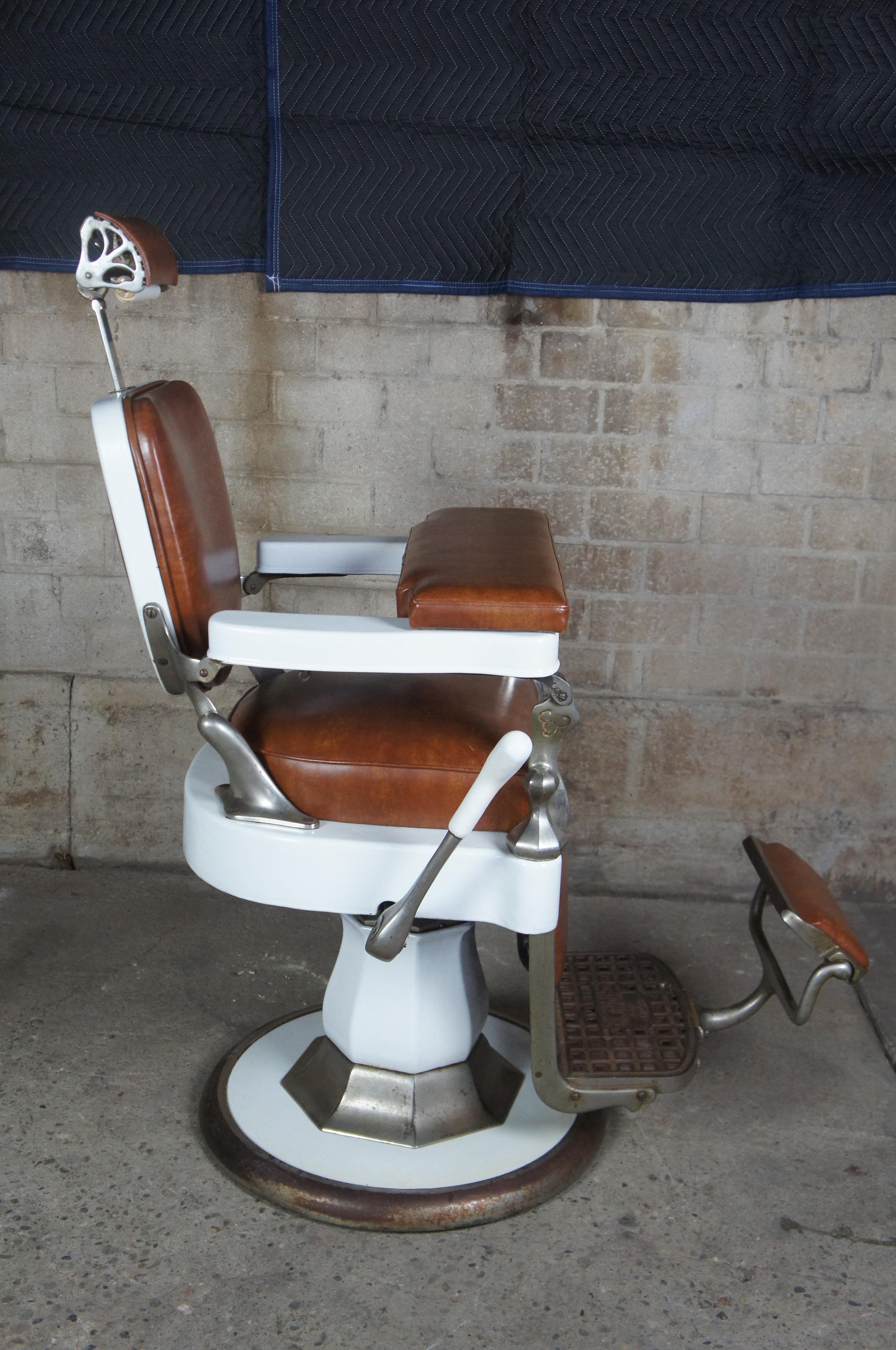 brown leather barber chair