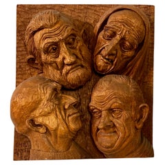 Emil Janel (Swedish American 1897-1981) Relief Woodcarving Figural Sculpture