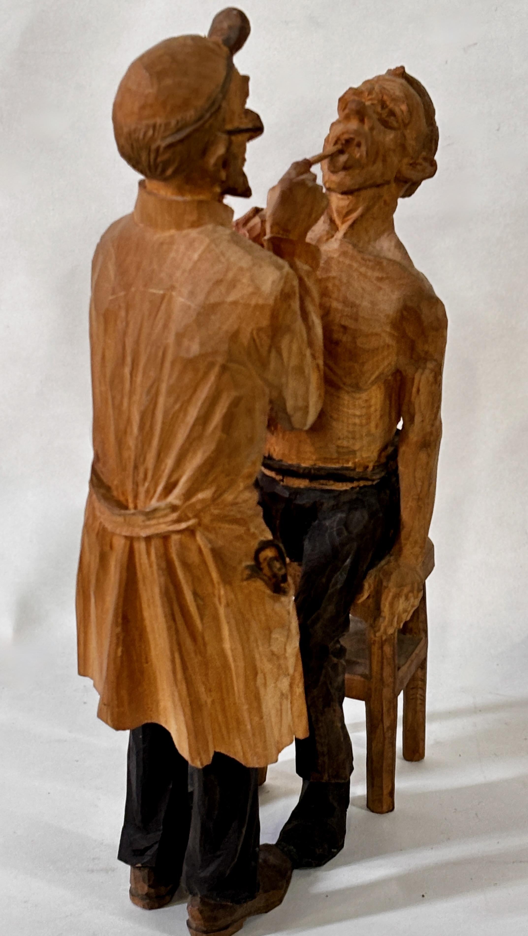 Emil Janel (sueco-estadounidense 1897-1981) Talla en madera Escultura dentista Arte popular en venta