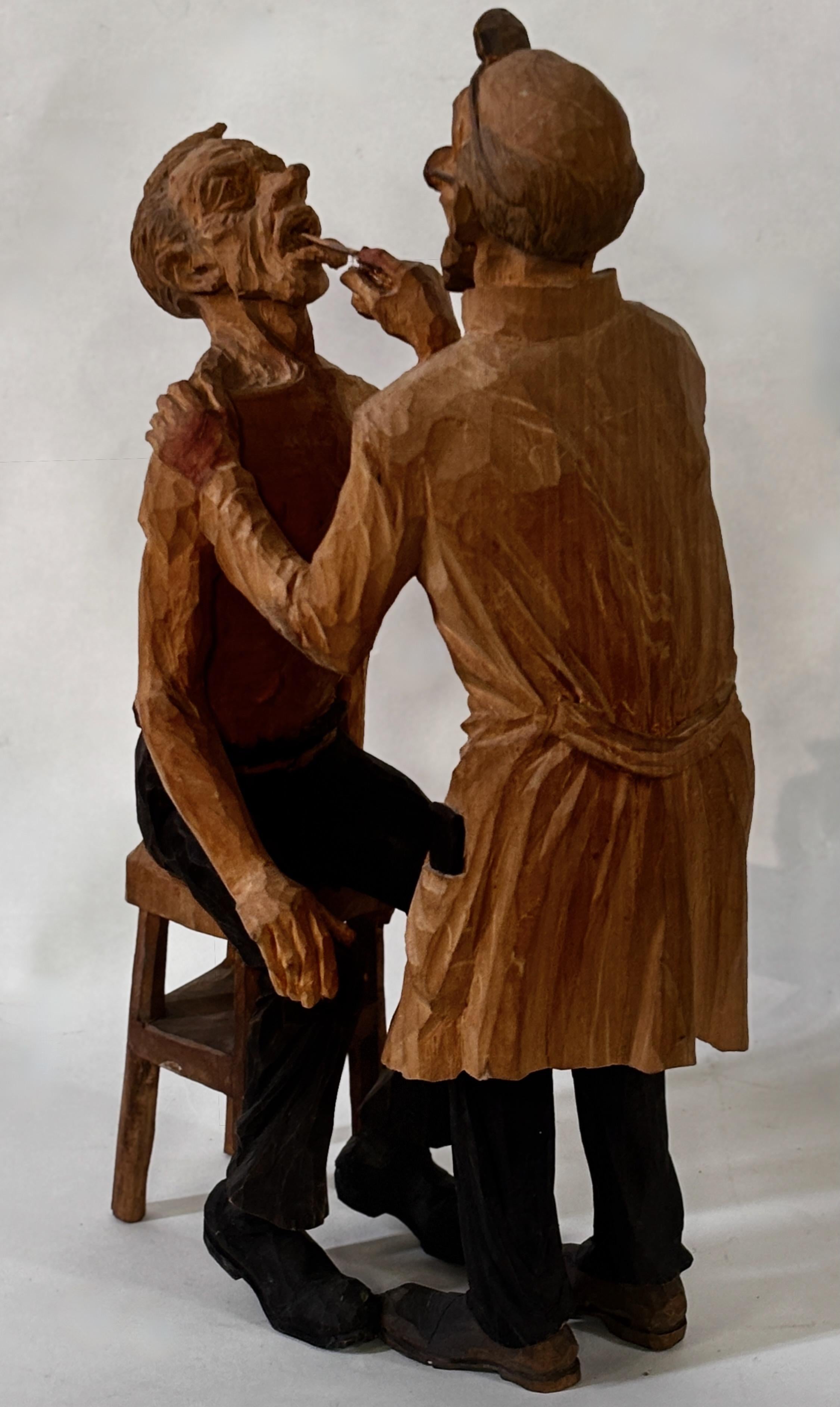 Emil Janel (sueco-estadounidense 1897-1981) Talla en madera Escultura dentista Estadounidense en venta