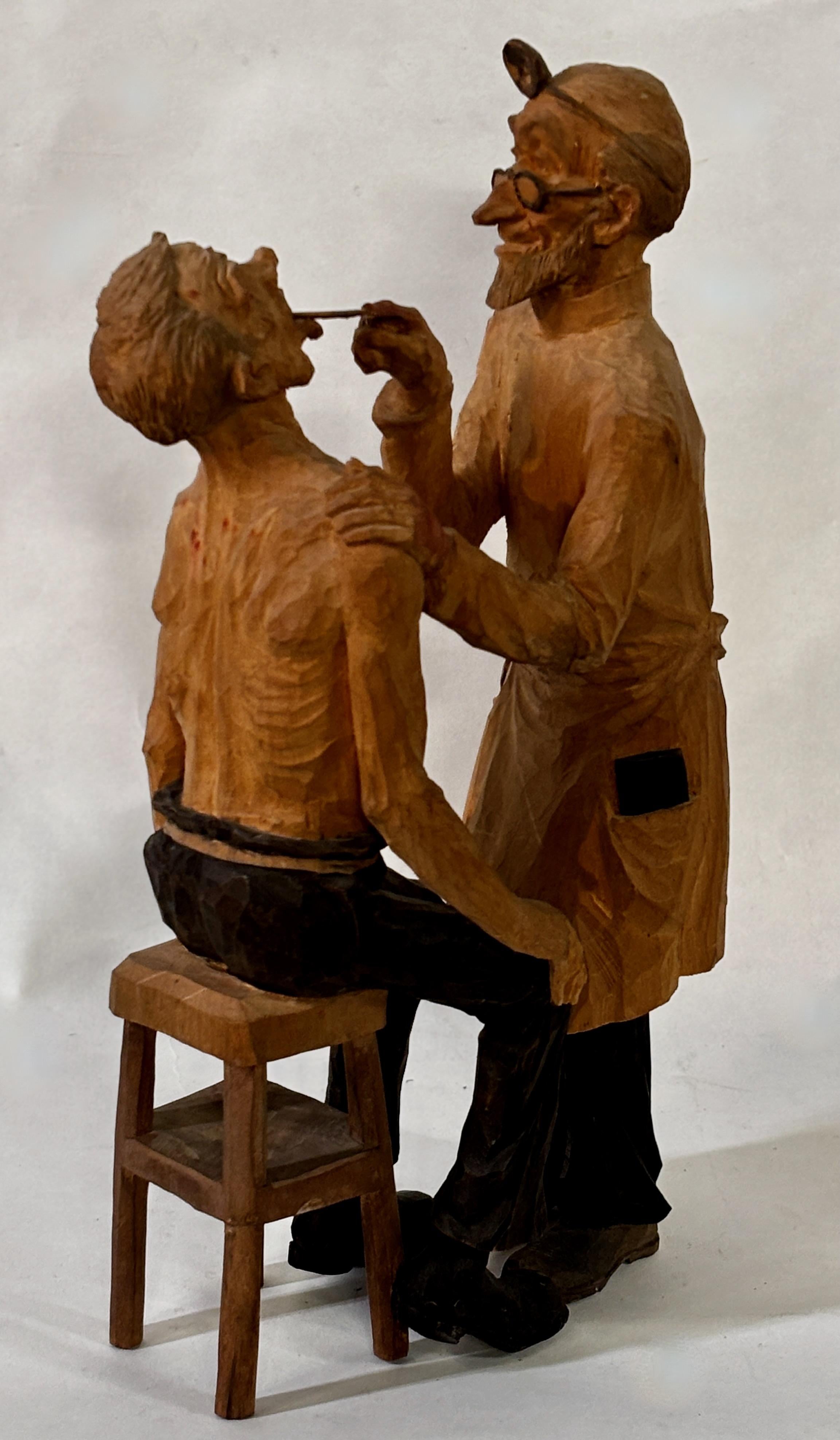 Emil Janel (sueco-estadounidense 1897-1981) Talla en madera Escultura dentista Tallado a mano en venta