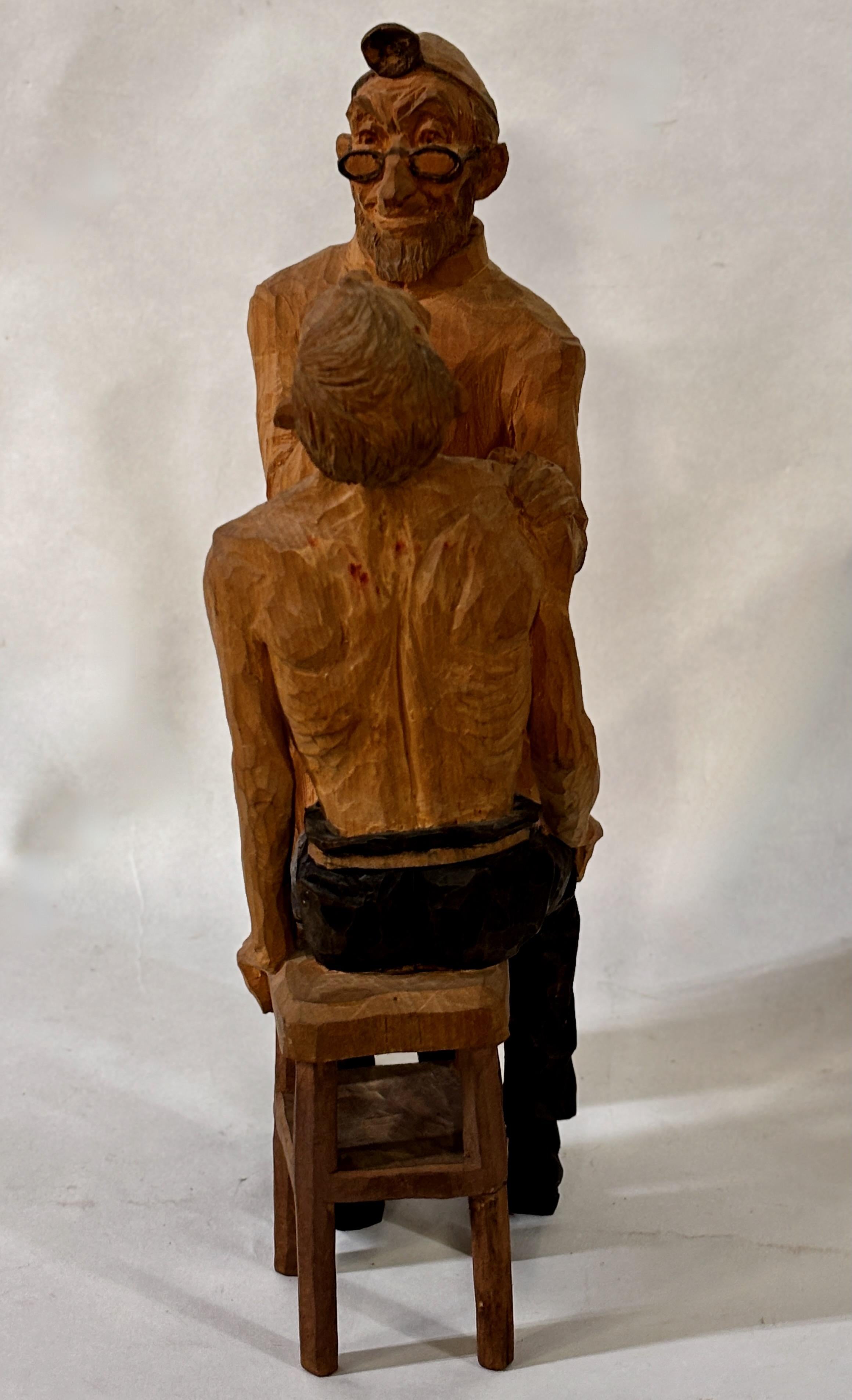 Emil Janel (sueco-estadounidense 1897-1981) Talla en madera Escultura dentista en Bueno estado para la venta en San Francisco, CA