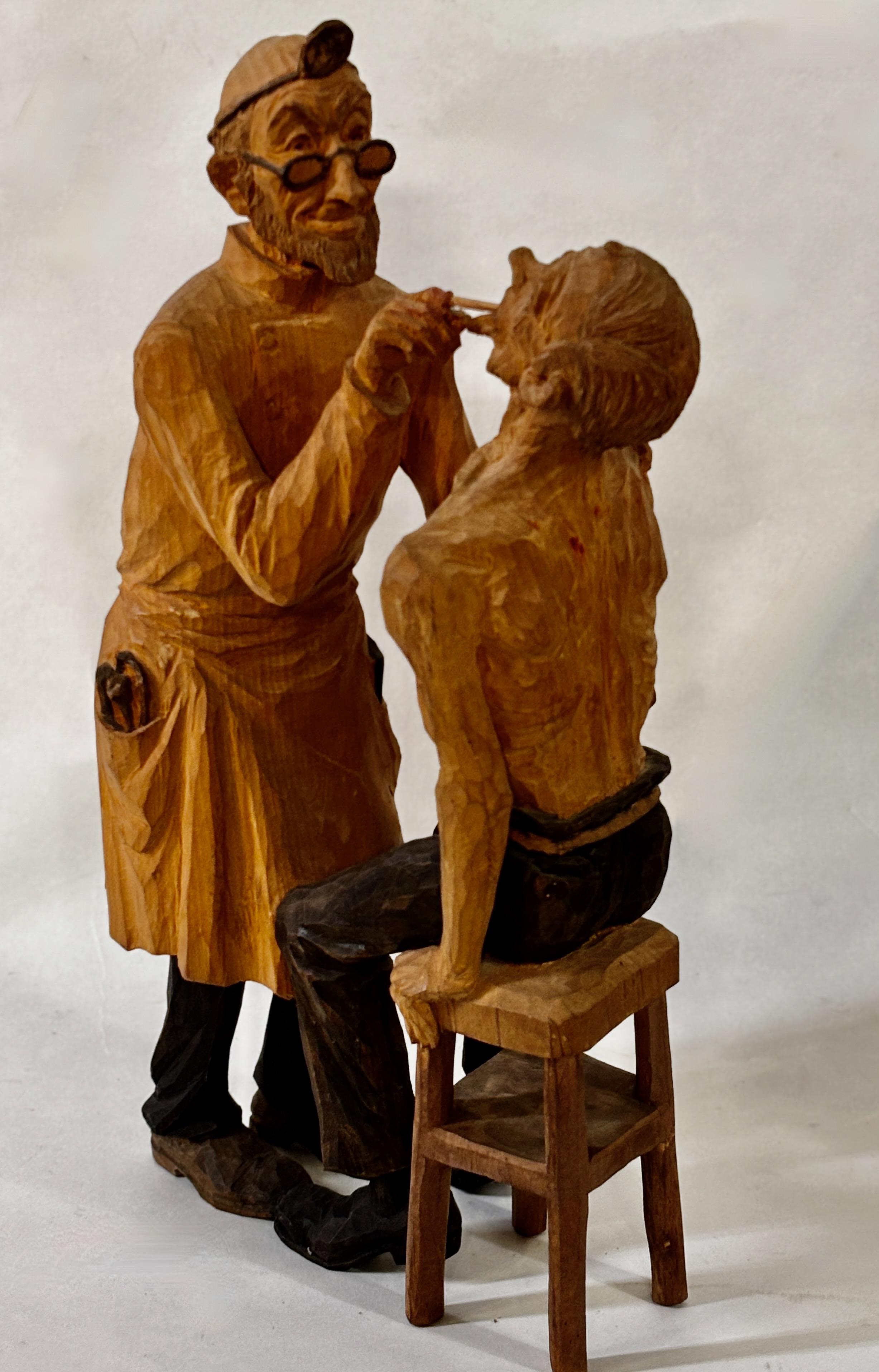 Emil Janel (sueco-estadounidense 1897-1981) Talla en madera Escultura dentista siglo XX en venta