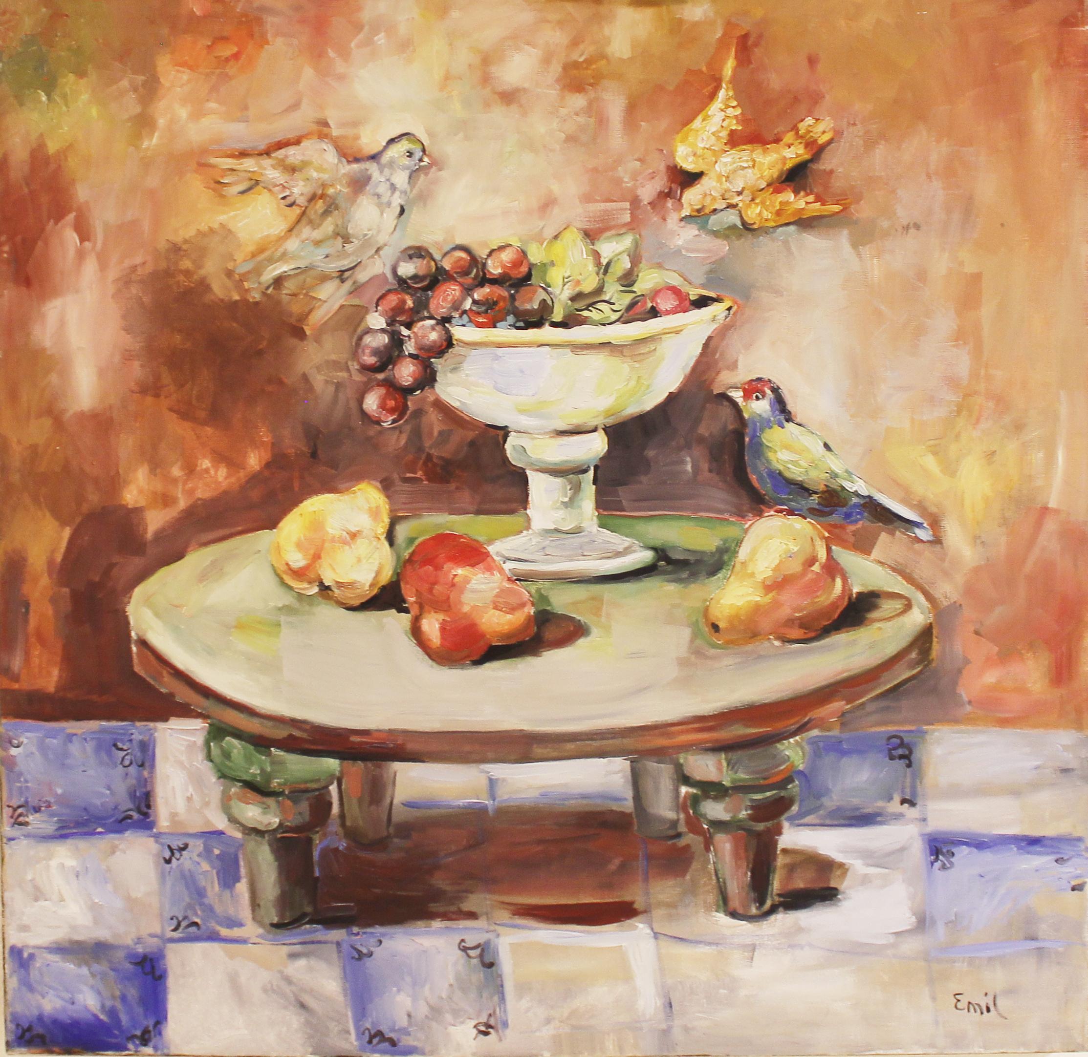 Still-Life Painting Emil Kazaz  - Contemporary oil painting, The birds, Emil Kazaz