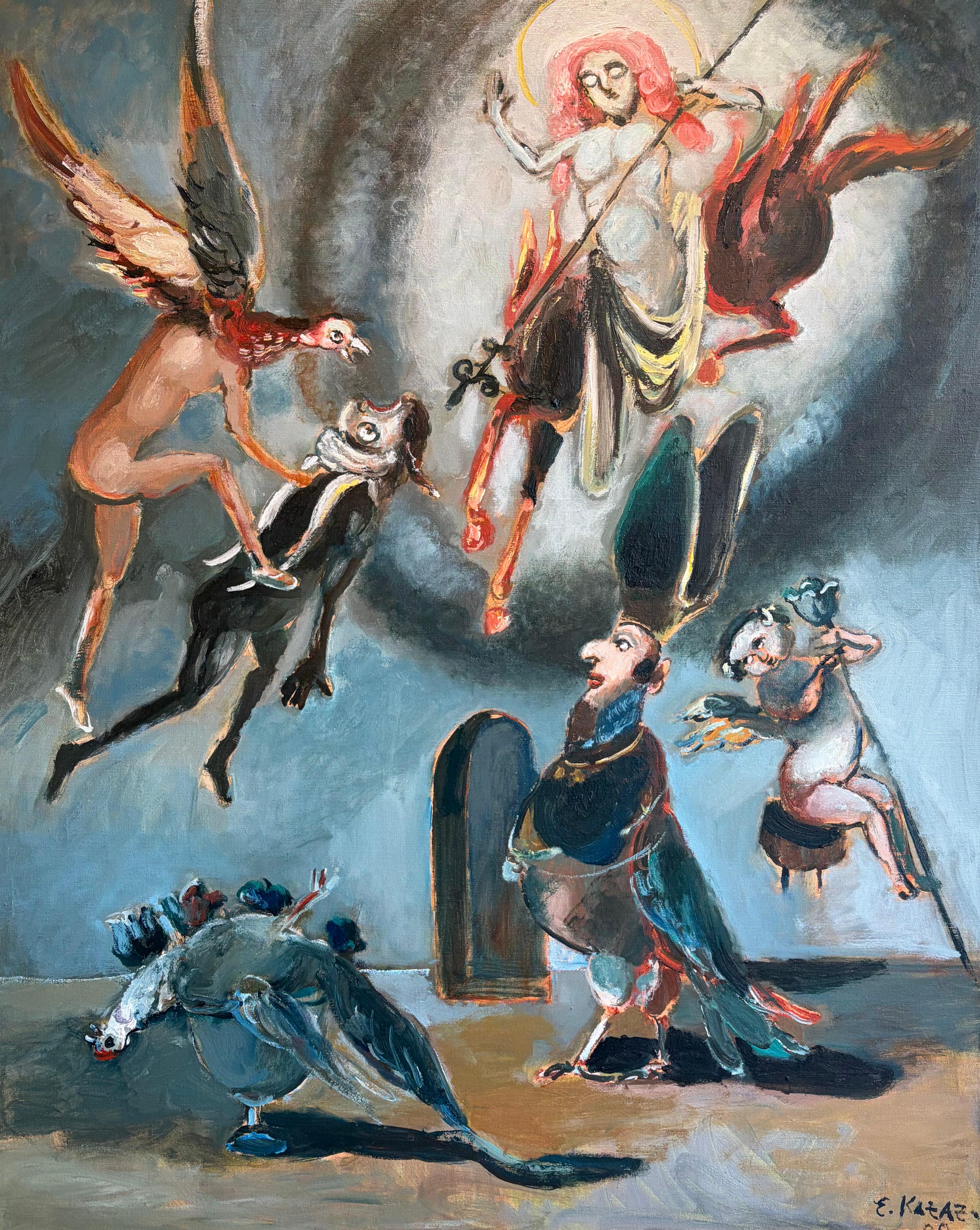 Emil Kazaz, peinture à l'huile sur toile, « L'énergie des figures masculines et féminines de la Victoire ».