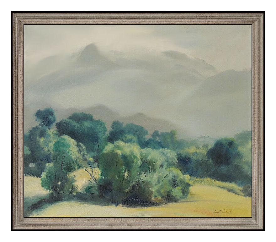 Emil Kosa Jr Oil Painting on Canvas Original Signed Landscape Authentic Artwork - Gray Landscape Painting by Emil Kosa Jr.