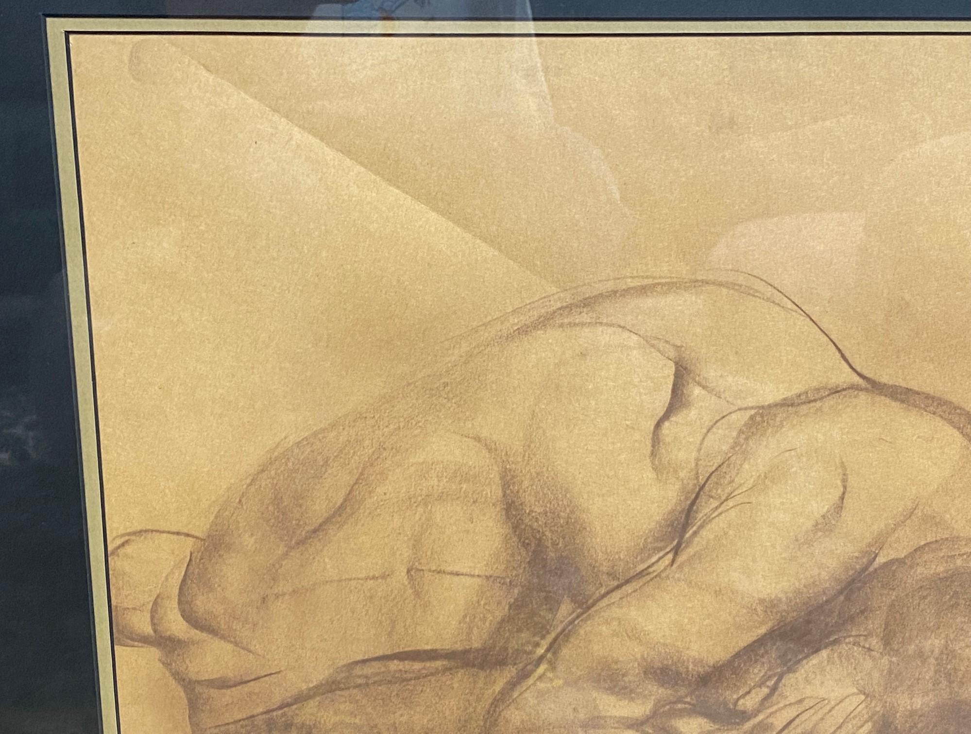 Emil Kosa Jr. Signed Framed Original Figurative Nude Charcoal Drawing on Paper 1