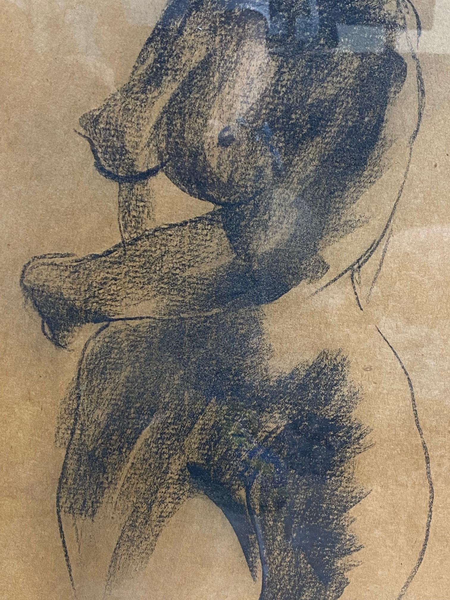 Emil Kosa Jr. Signed Framed Original Figurative Nude Charcoal Drawing on Paper 1