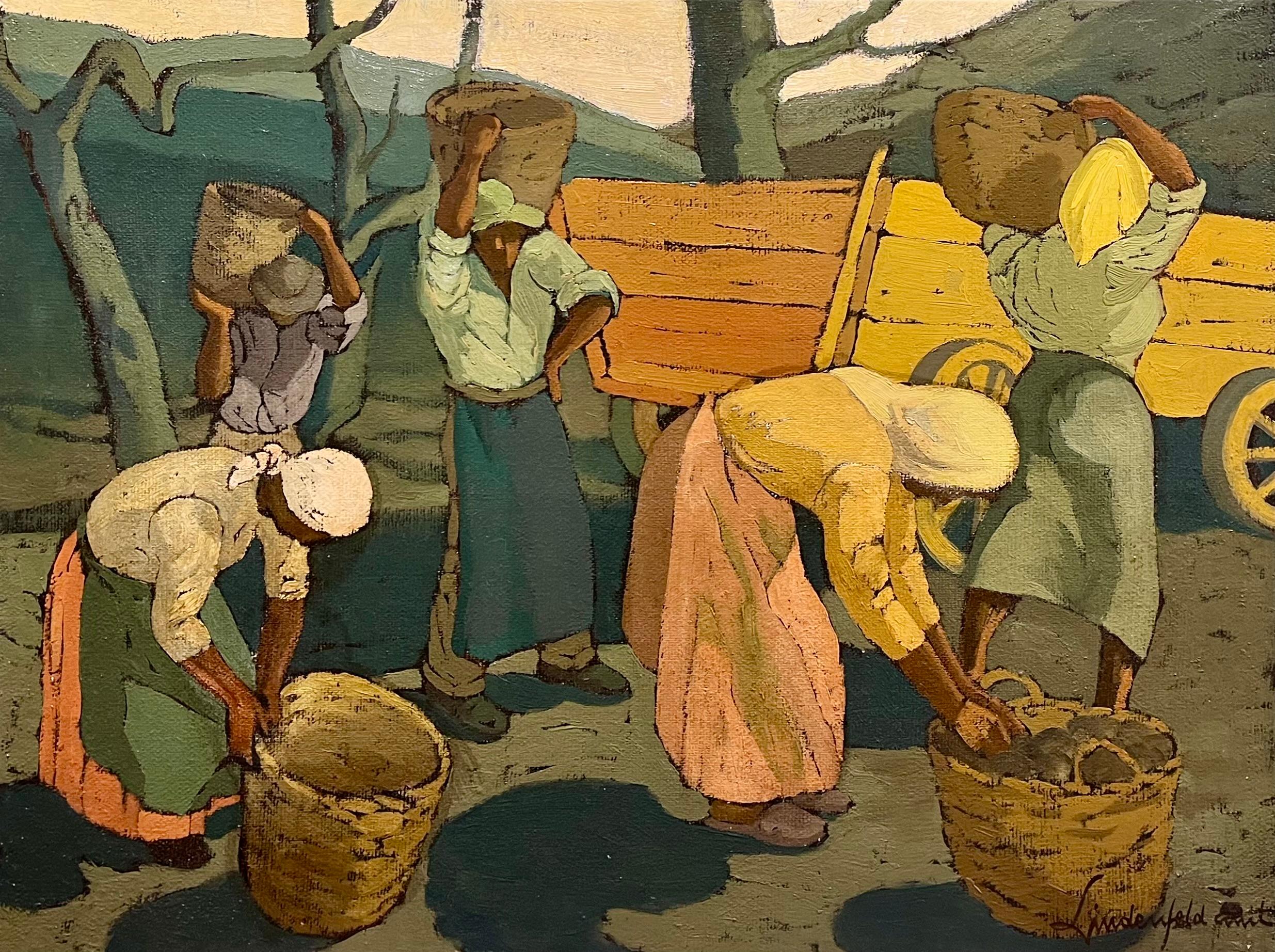 Figurative Painting di Emil Lindenfeld - Lavoratori sul campo