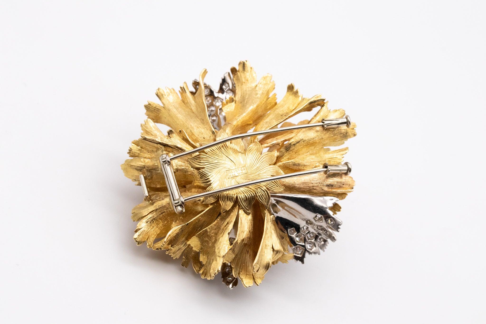 EMIL MEISTER 1955 Swiss Pendant Brooch 18Kt Gold Palladium 2.76 Ctw VS Diamonds 3