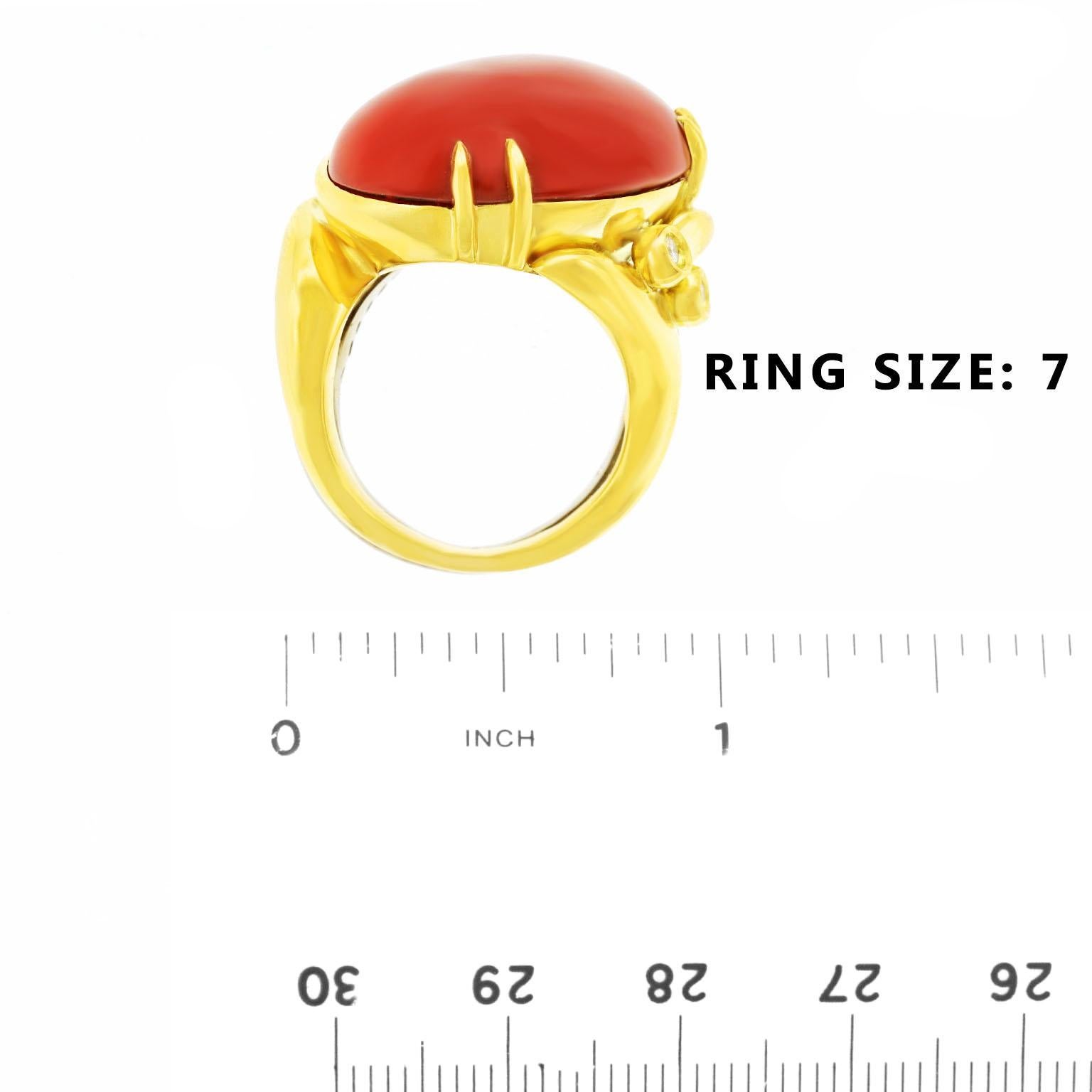 Emil Meister Coral and Diamond Gold Ring 2