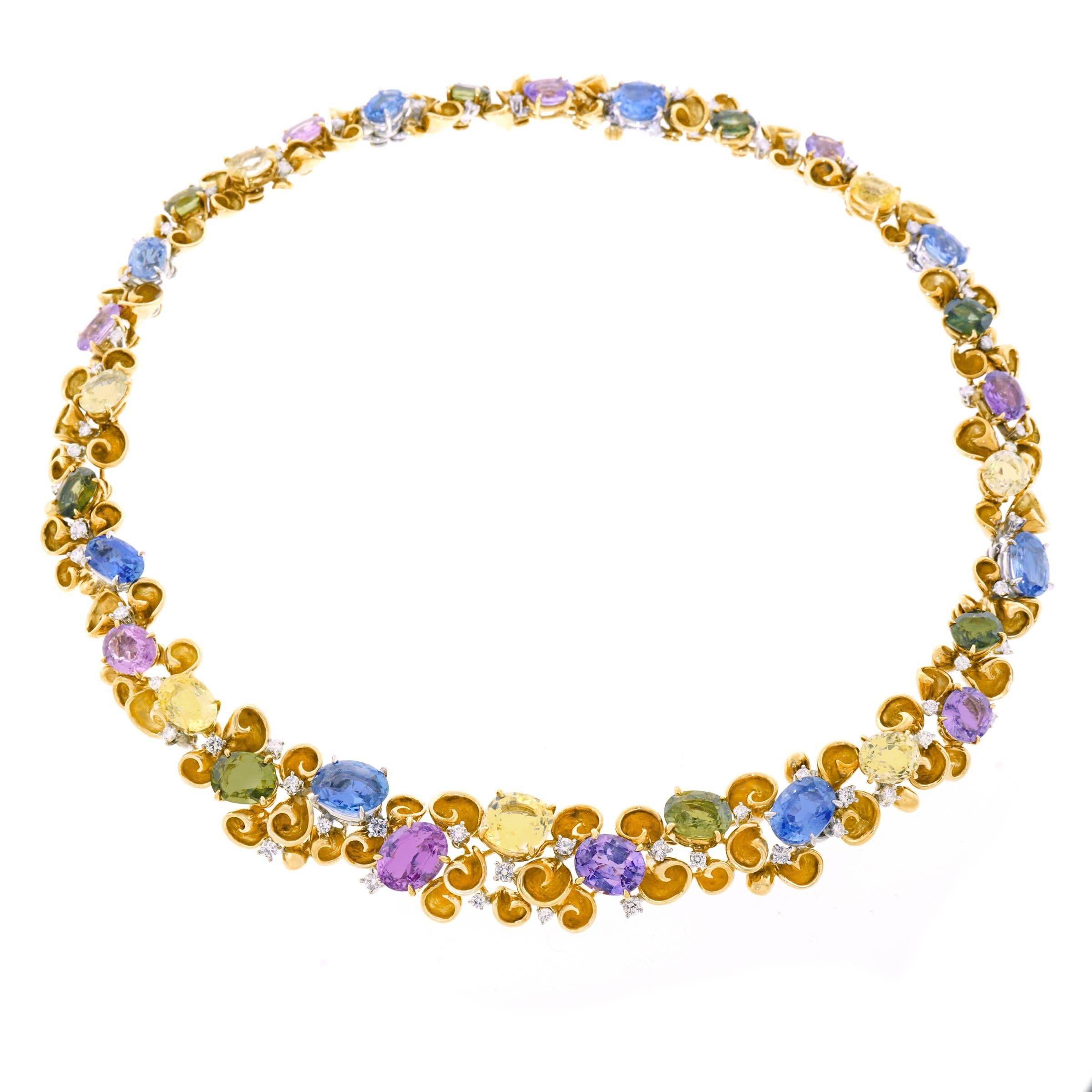 Emil Meister Sapphire and Diamond-set Gold Necklace