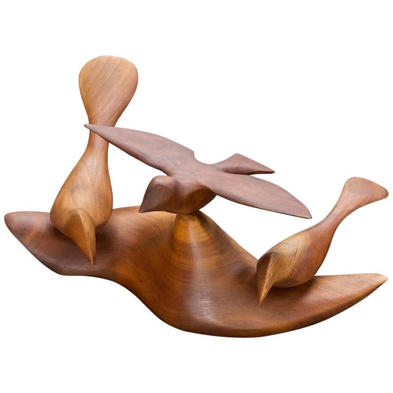 Kinetic Reeds Sculpture Incised Concrete Base Vintage 1950s Studio ...