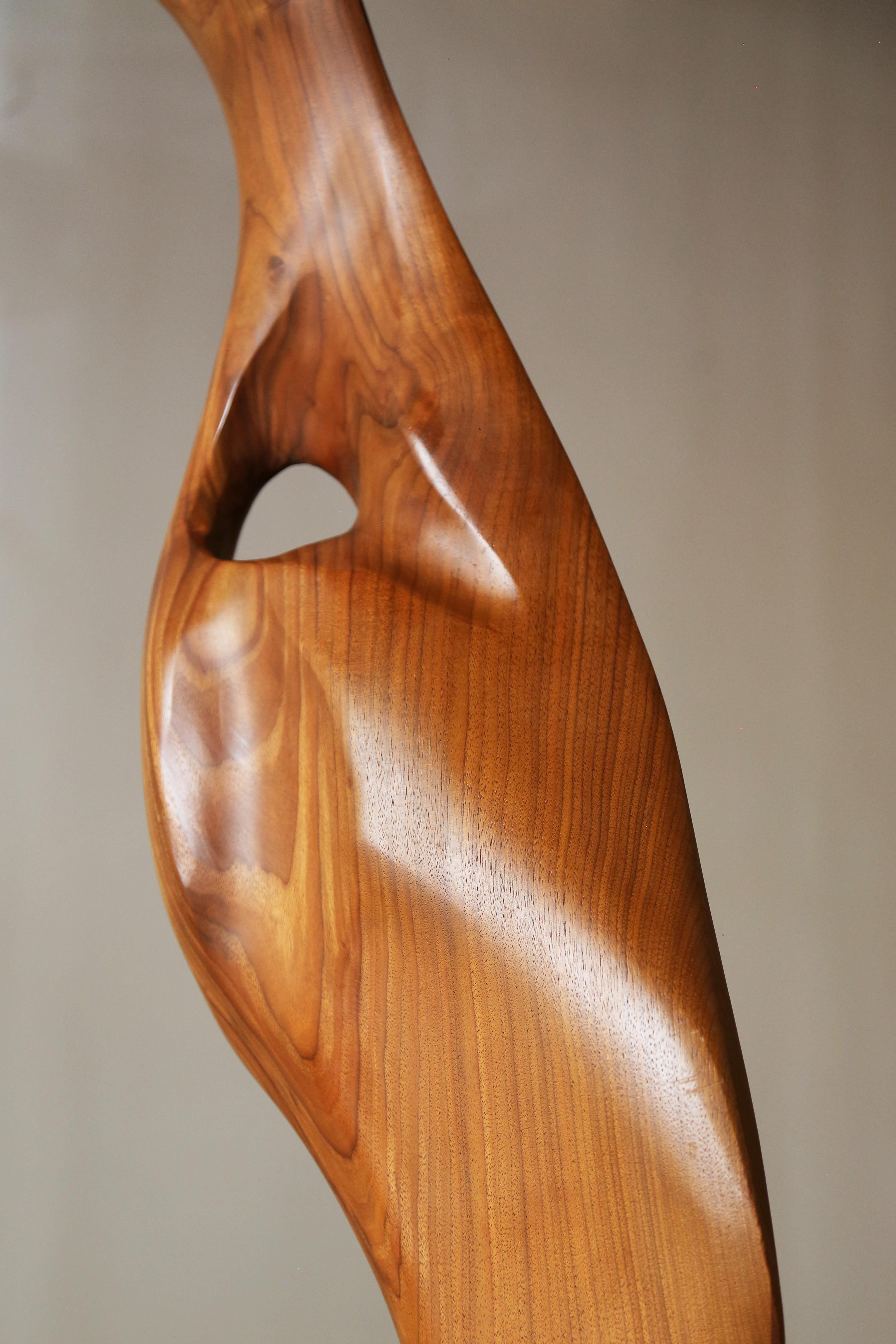 Emil Milan Free Standing Sculpture Organic Hand Carved Walnut For Sale 4