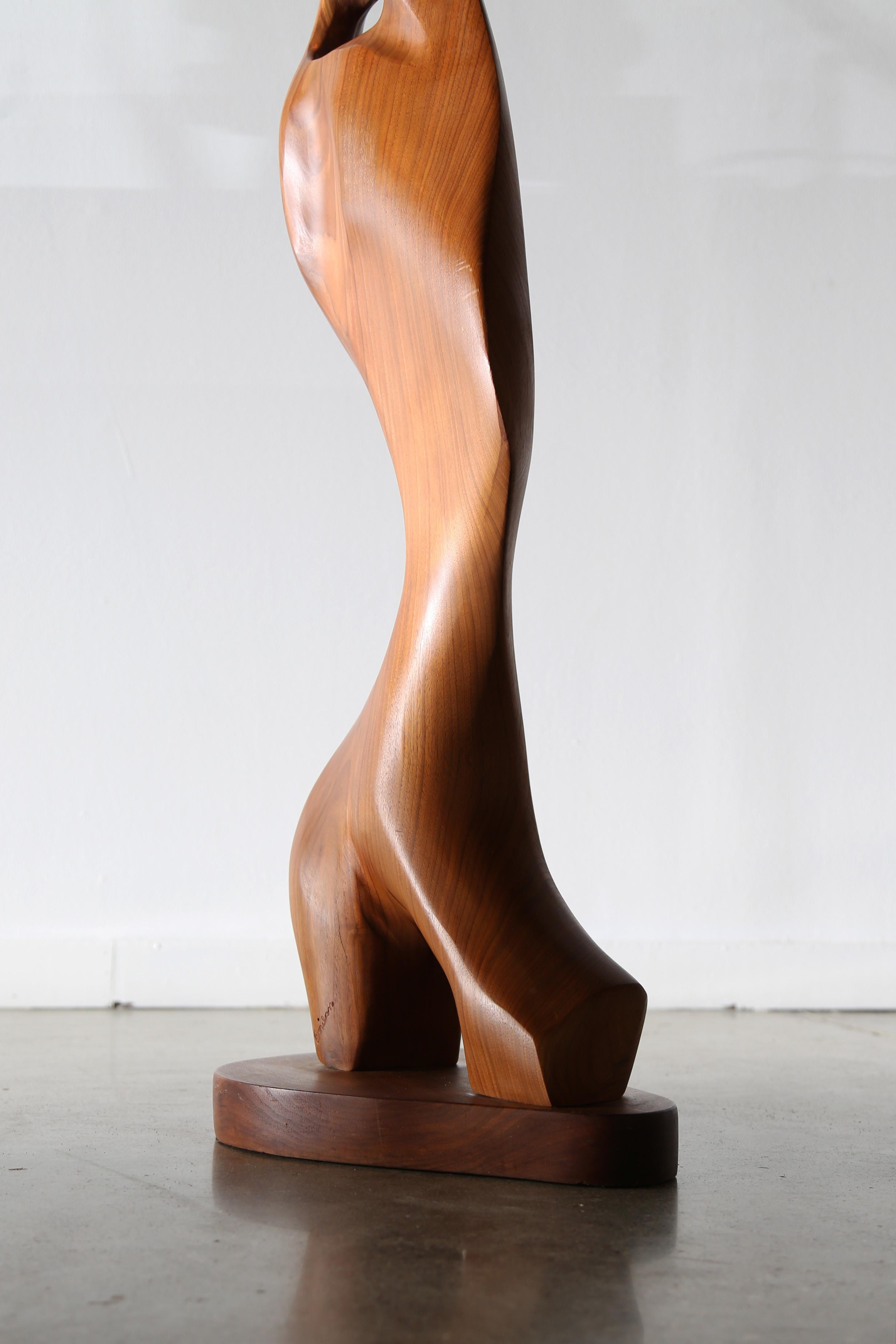 Mid-Century Modern Emil Milan Free Standing Sculpture Organic Hand Carved Walnut For Sale