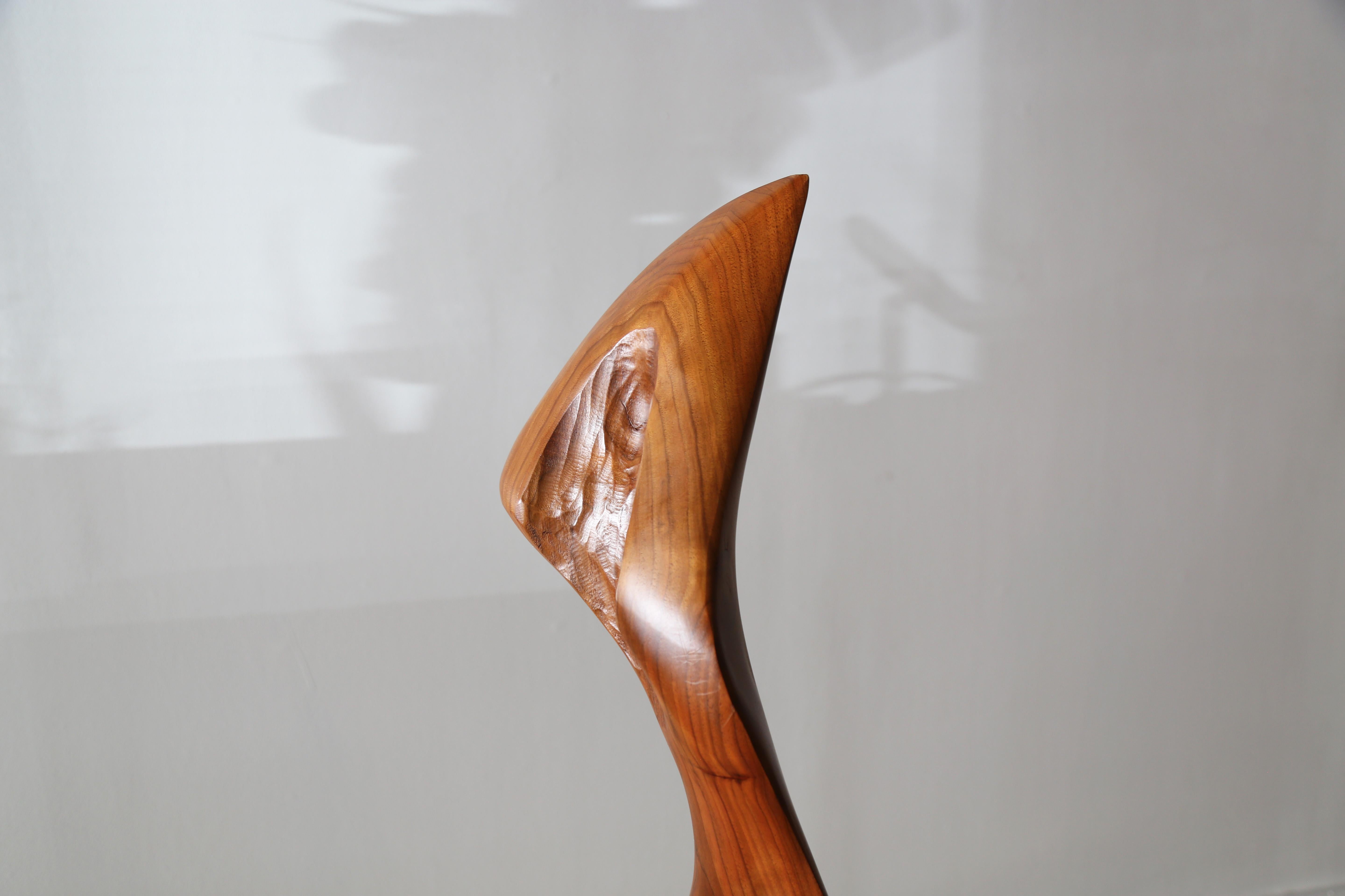 American Emil Milan Free Standing Sculpture Organic Hand Carved Walnut For Sale