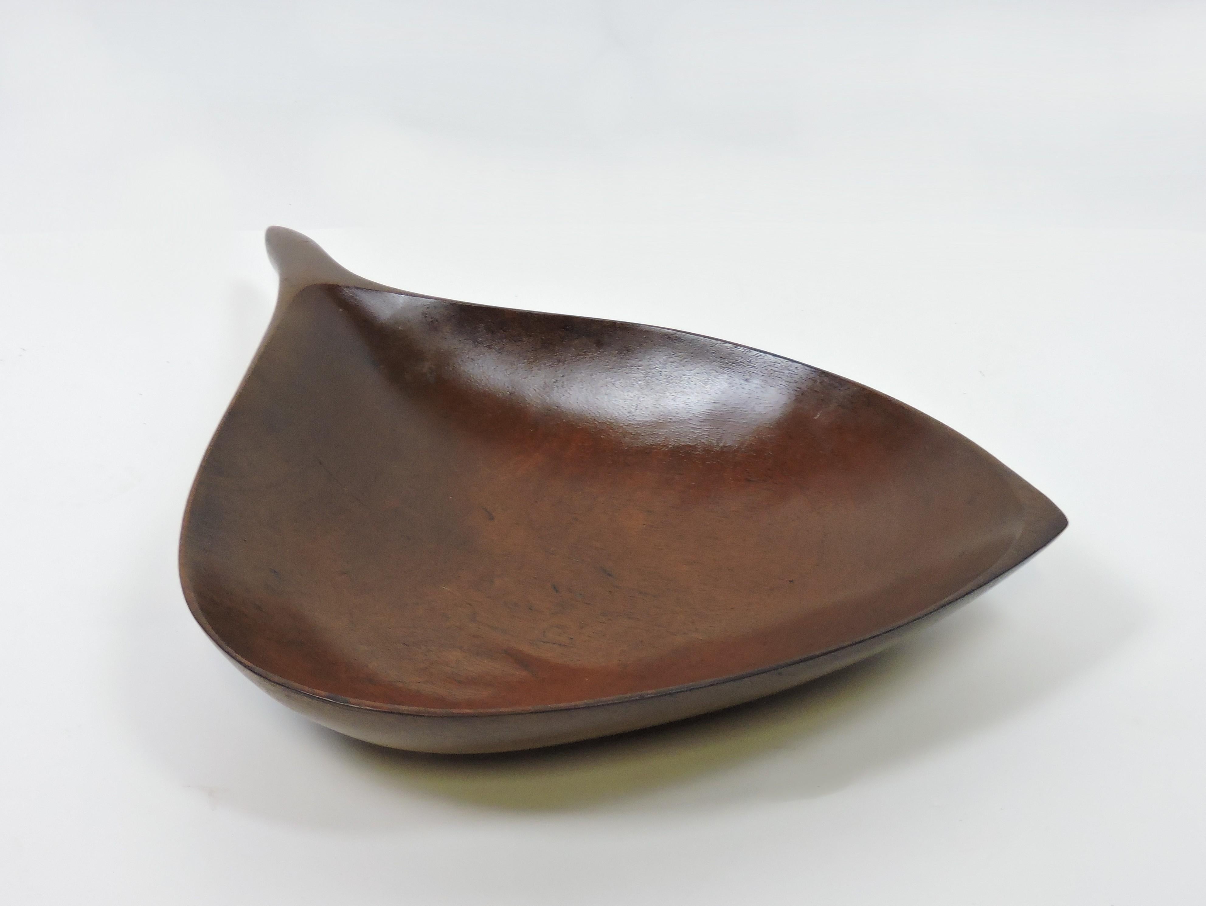 Emil Milan Large Sculptural Hand Carved Bissilon Wood Serving Bowl For Sale 4