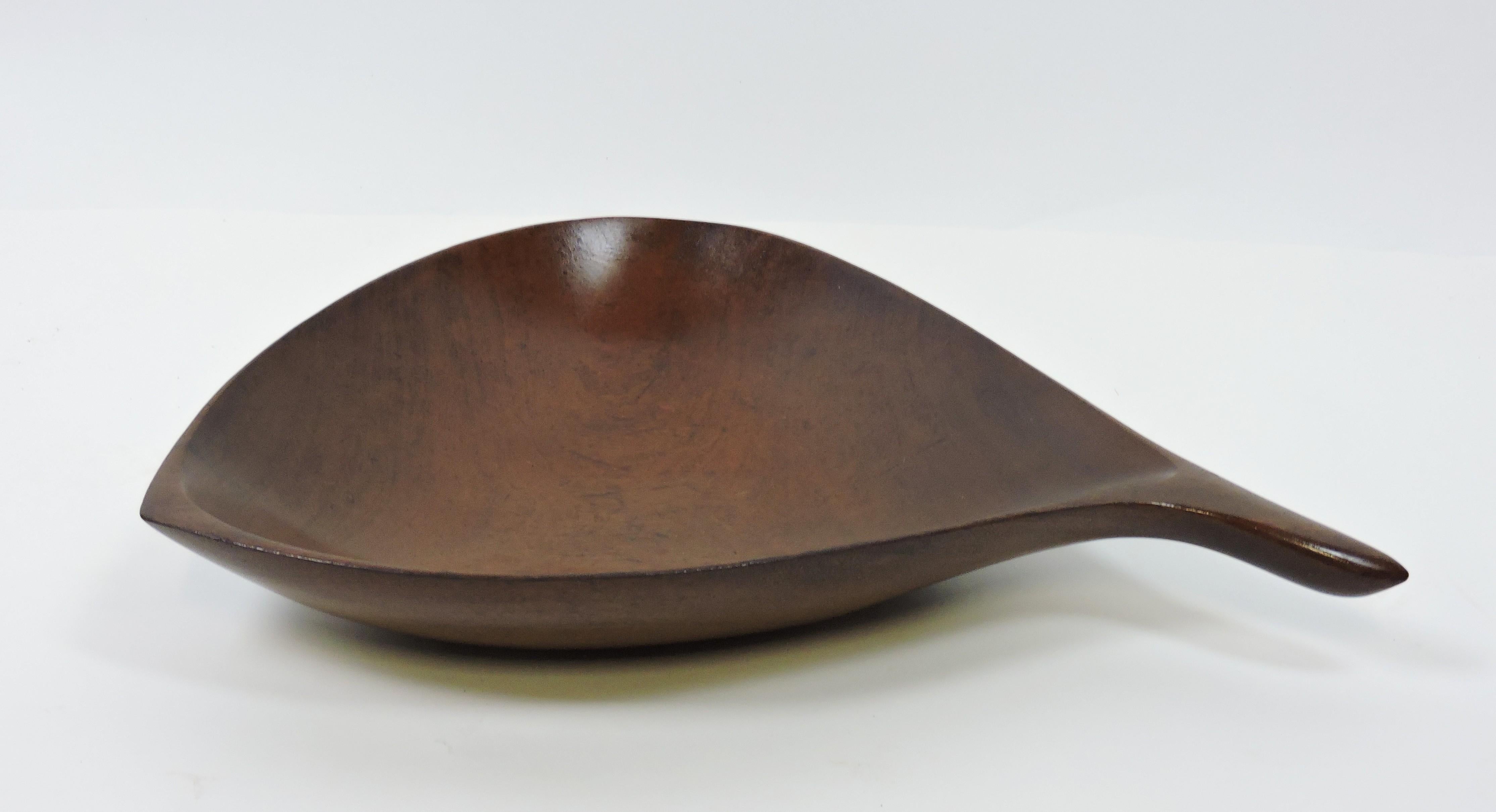 Mid-Century Modern Emil Milan Large Sculptural Hand Carved Bissilon Wood Serving Bowl For Sale