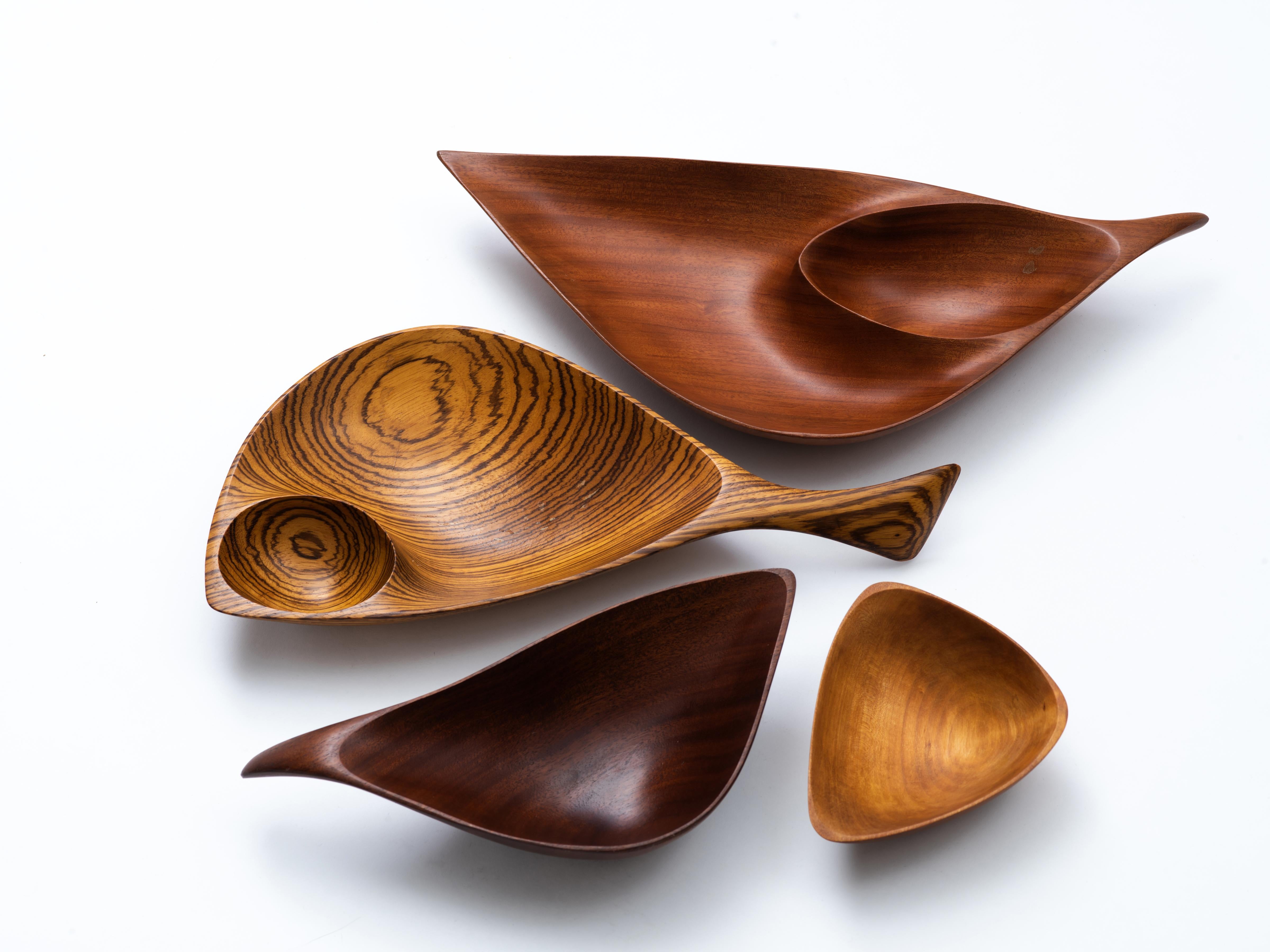 Mahogany Emil Milan Sculptural Hand-Carved Bowl in Bissilon, 1960s