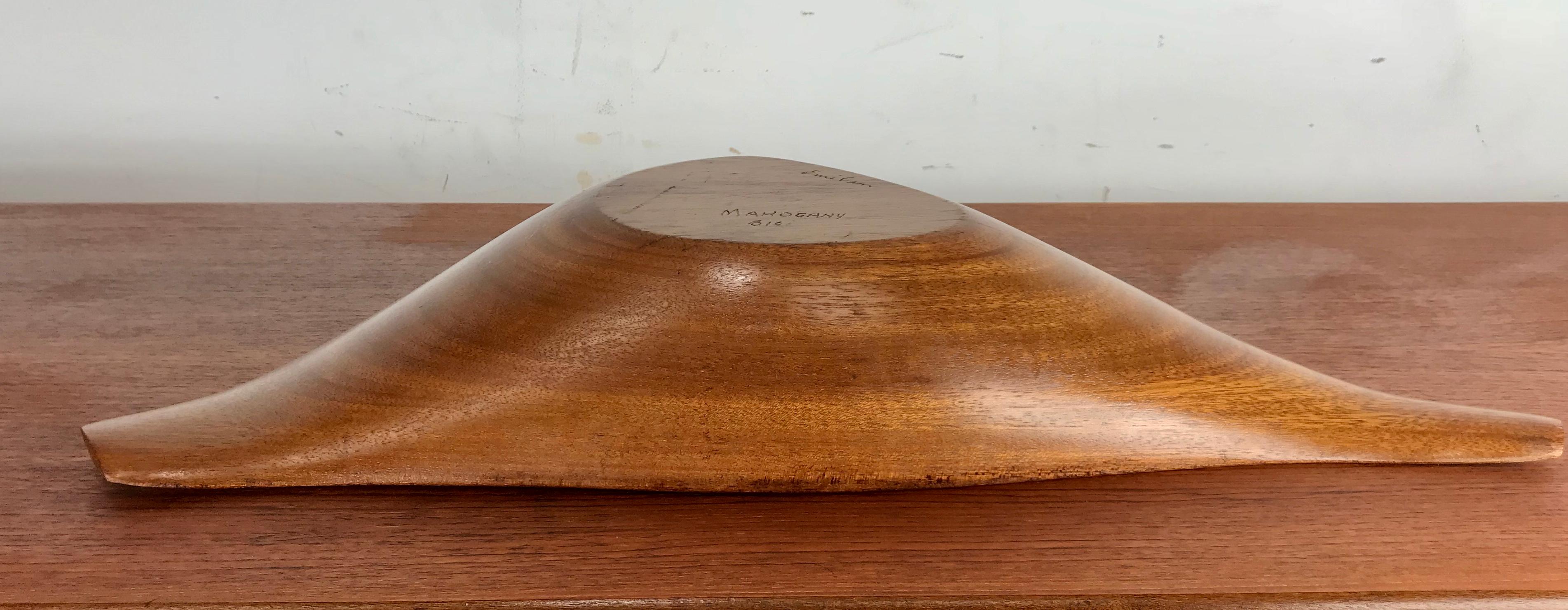 20th Century Emil Milan Studio Carved Mahogany Bowl