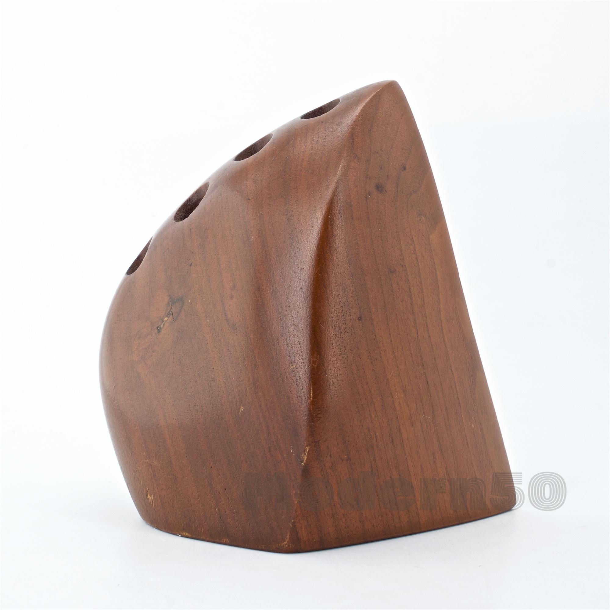 American Emil Milan Walnut Desk Pencil Holder Paperweight Fin Sculpture Craft Woodworker For Sale