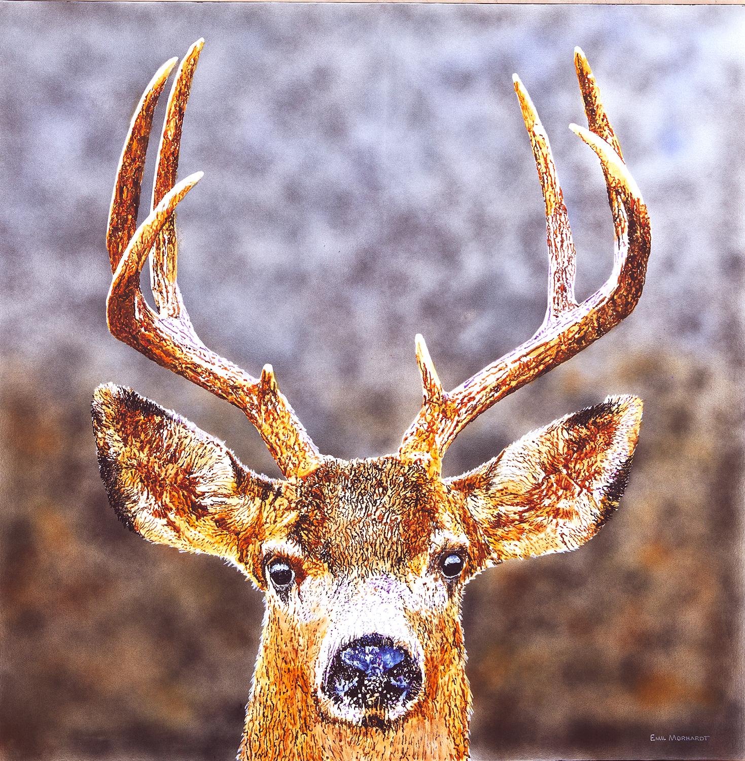 Emil Morhardt Animal Painting - Big Deer, Original Painting
